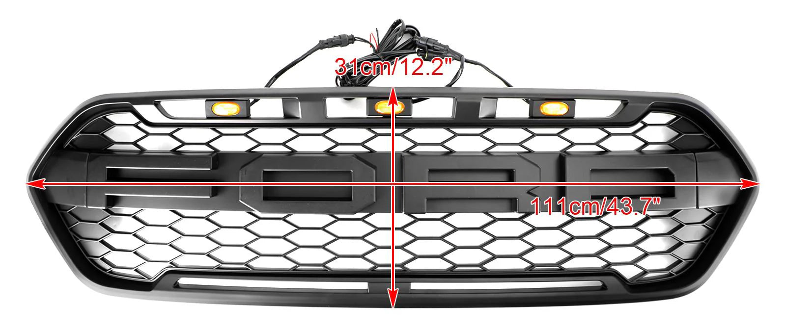 Matte Black Front Bumper Grille pour Ford Transit Custom Trail 2018-2023 W/ 3LED