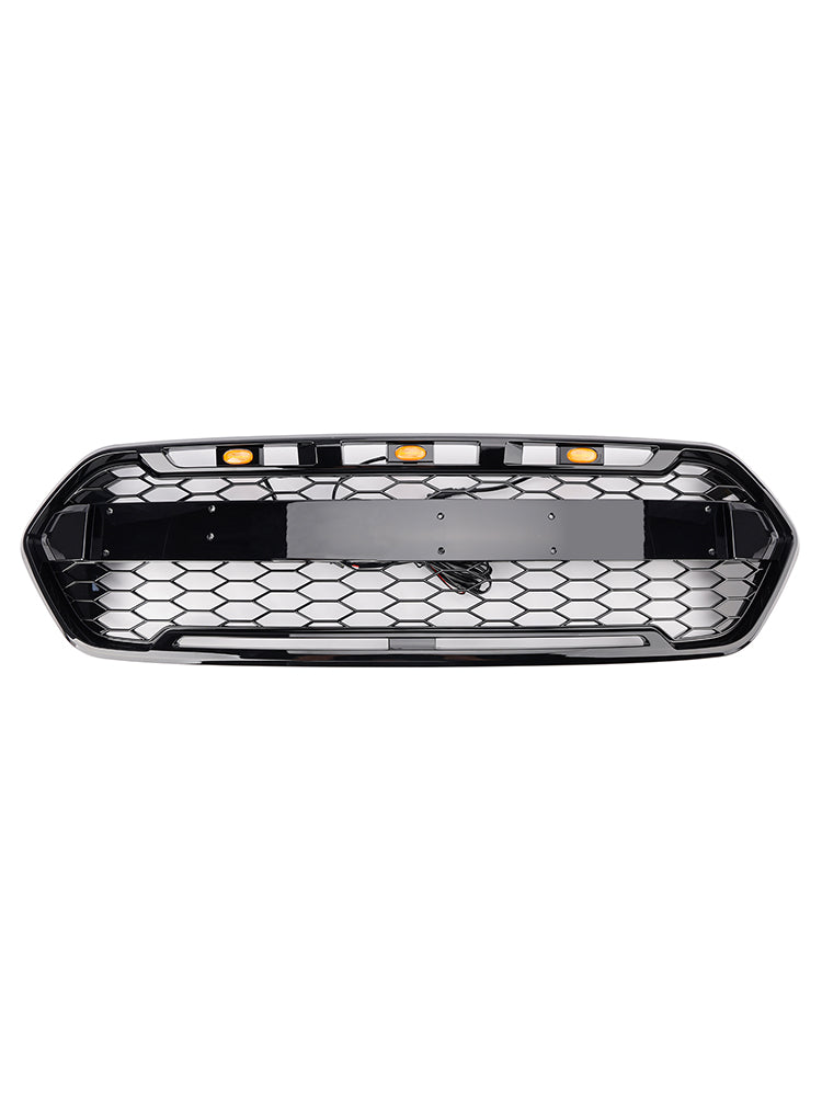 Ford Transit Custom Trail 2018-2023 con griglia anteriore a 3 LED nera lucida