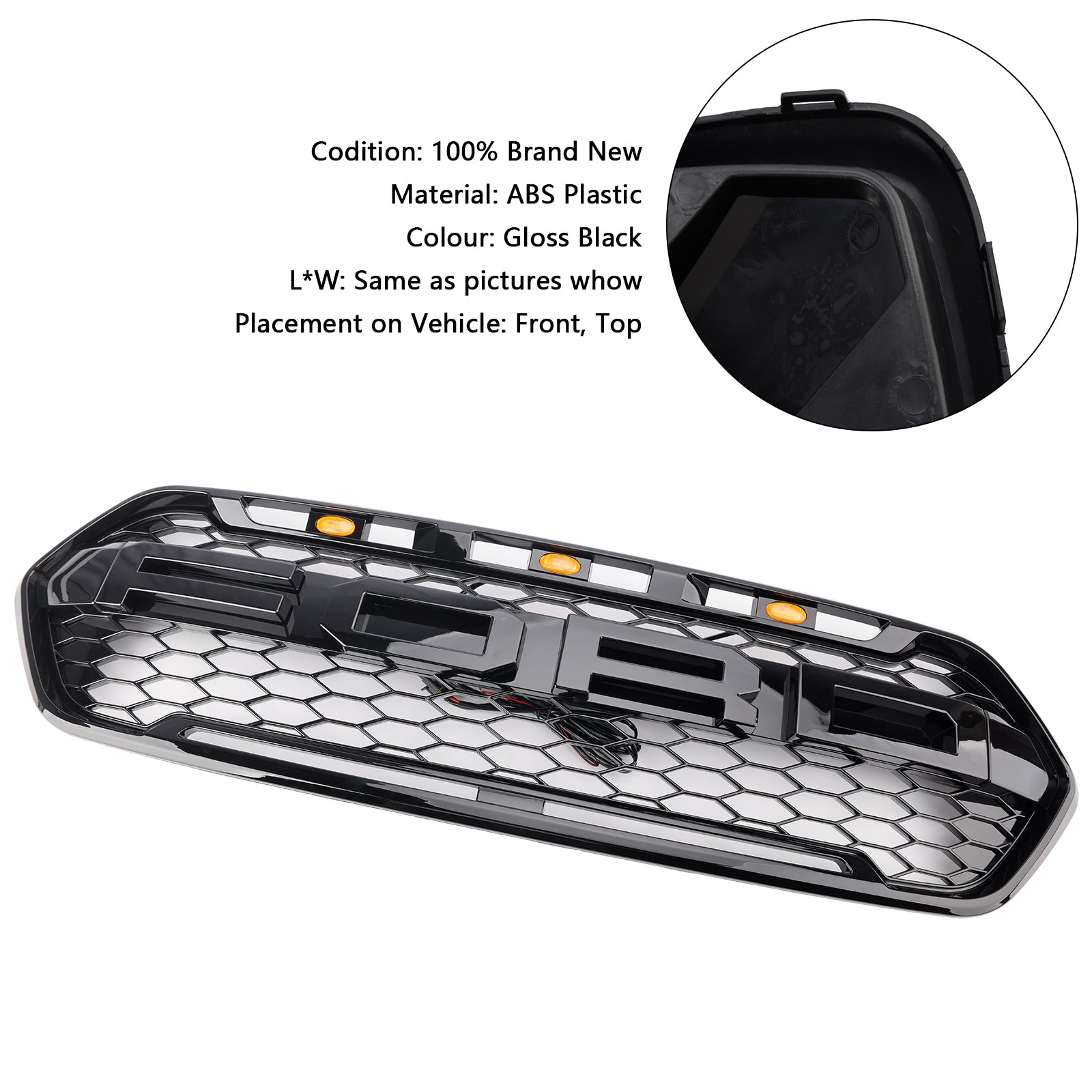 2018-2023 Ford Transit Custom Trail, 3LED Black Raptor -tyylinen etupuskurin säleikkö