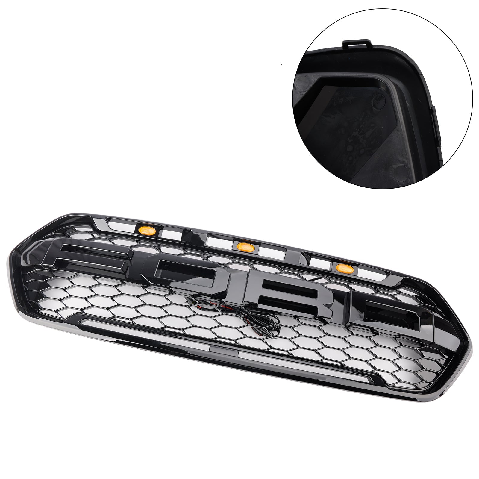 Griglia anteriore in stile Raptor a nido d'ape nero lucido per paraurti superiore del Ford Transit Custom/Tourneau Custom (2018-2023)