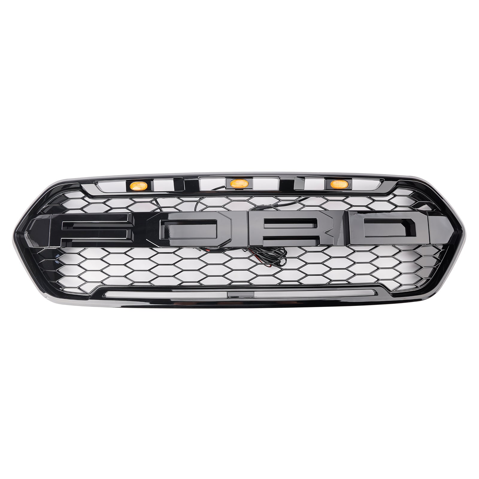 Ford Transit Custom Trail 2018-2023 met voorrooster op 3 glanzende zwarte LED's