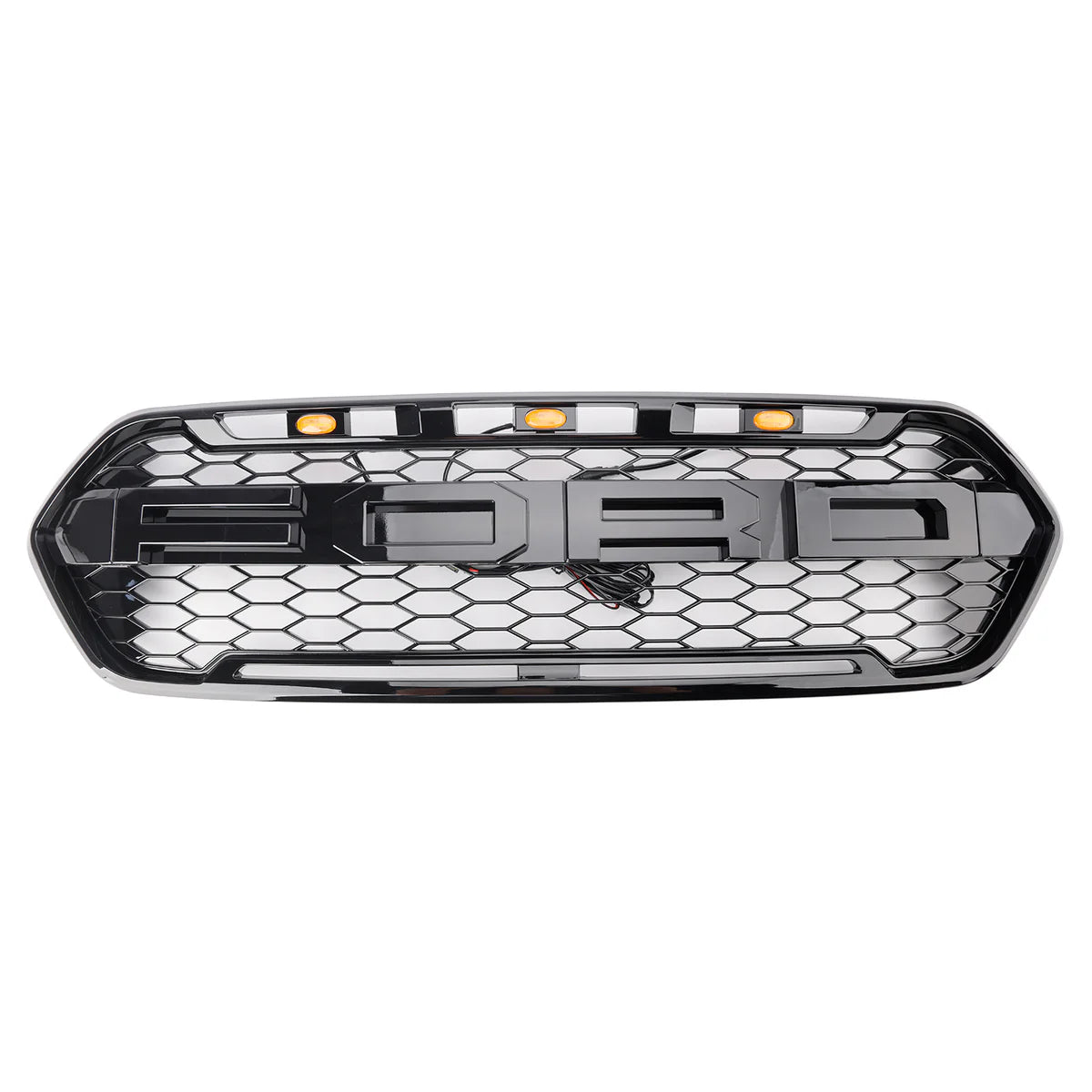 Grilla de parachoques delantero negro brillante para Ford Transit Custom Trail 2018-2023 con 3LED