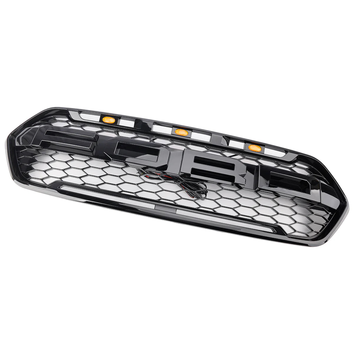 Grilla de parachoques delantero negro brillante para Ford Transit Custom Trail 2018-2023 con 3LED