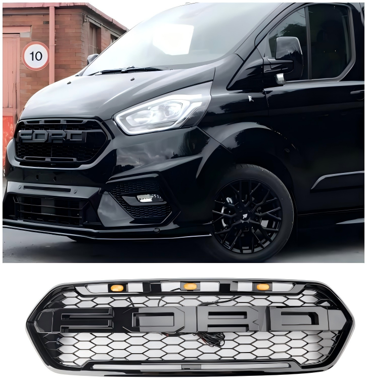 2018-2023 Ford Transit Custom Trail, 3LED Black Raptor -tyylinen etupuskurin säleikkö