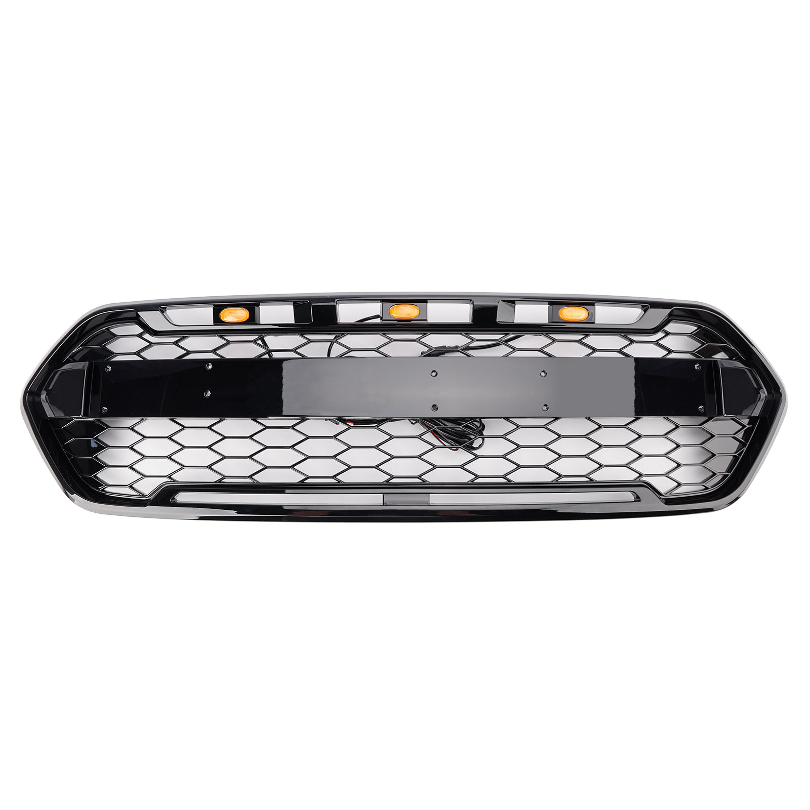 Ford Transit Custom Trail 2018-2023 con griglia anteriore a 3 LED nera lucida