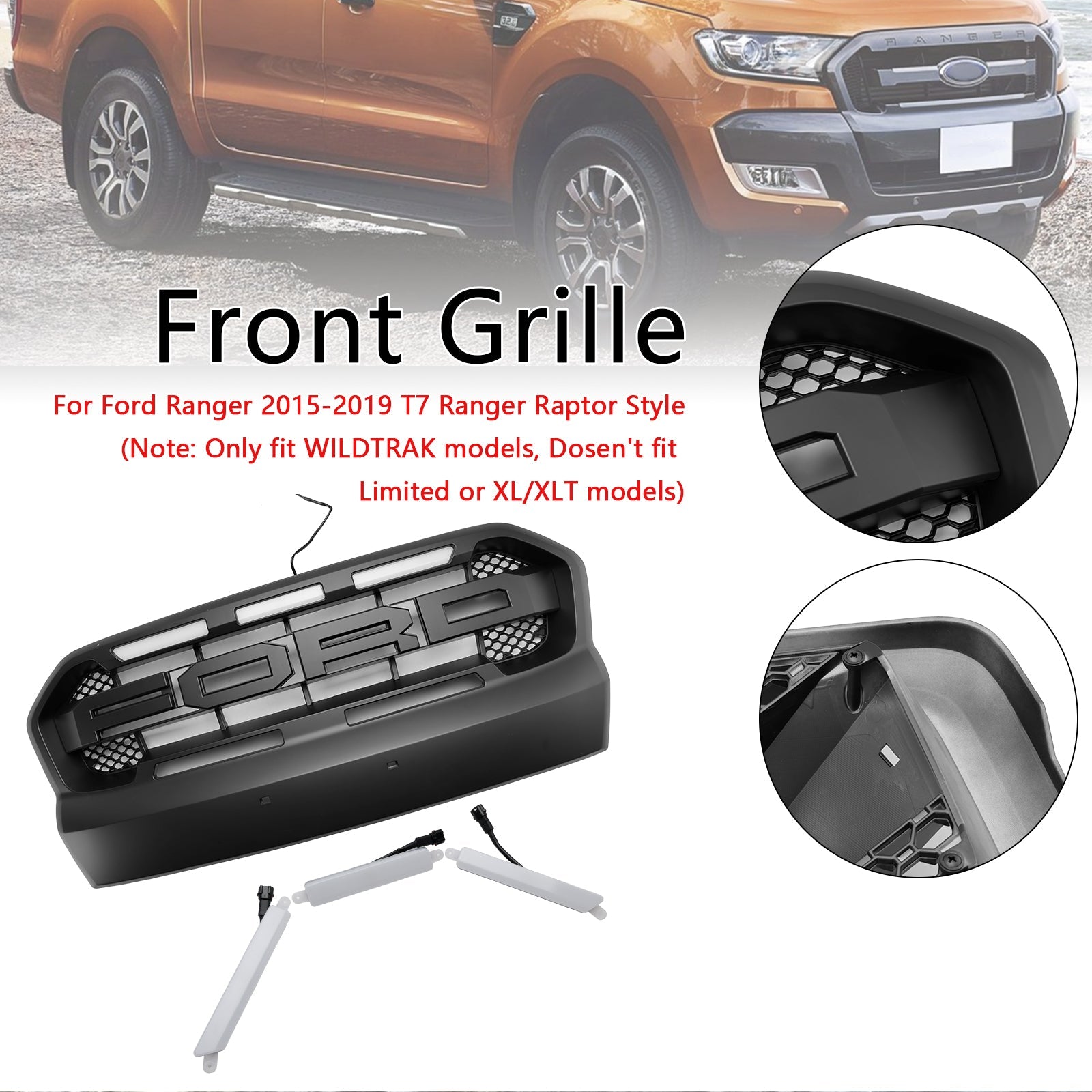 Grille de Bumper pred raptorjem z LED za Ford Ranger T7 2015-2019