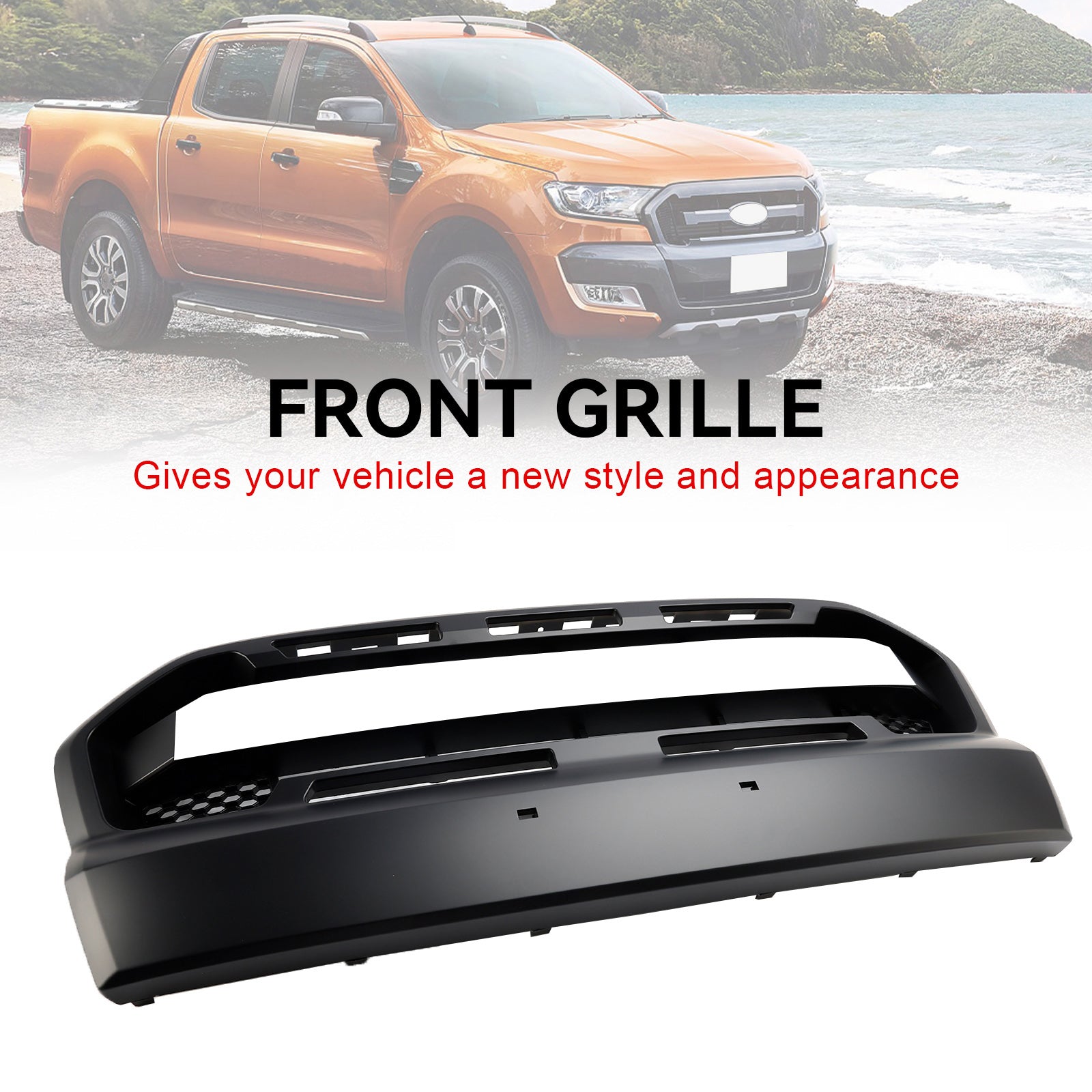 Grille Ford Ranger T7 2015 2019 Raptor Style Mat Zwart Compatibel met alle modellen