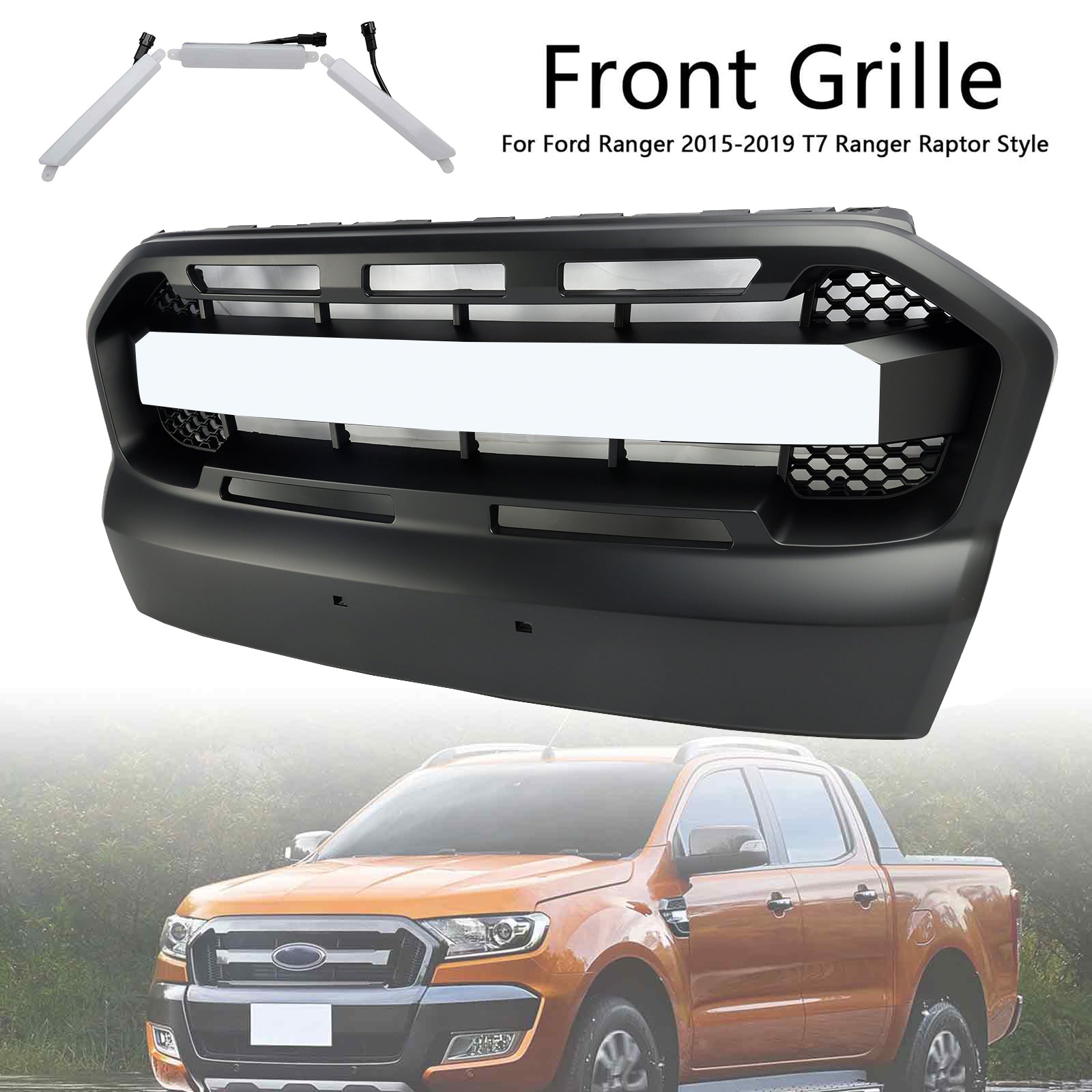Grille de parachoques antes del estilo Raptor con LED para Ford Ranger T7 2015-2019