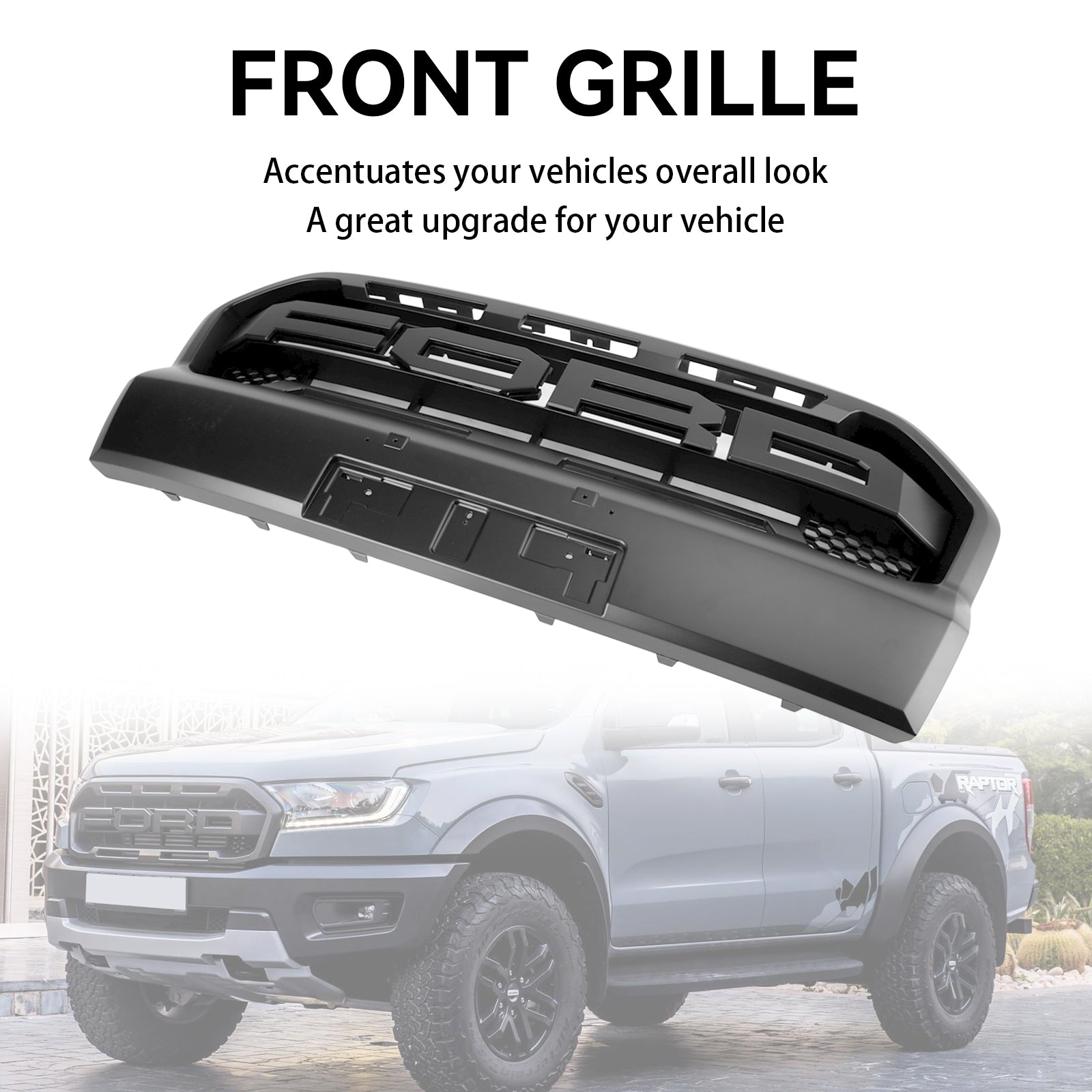 2019-2023 T8 Ford Ranger Ranger Raptor Style Grille de Chocs Front Black Matt
