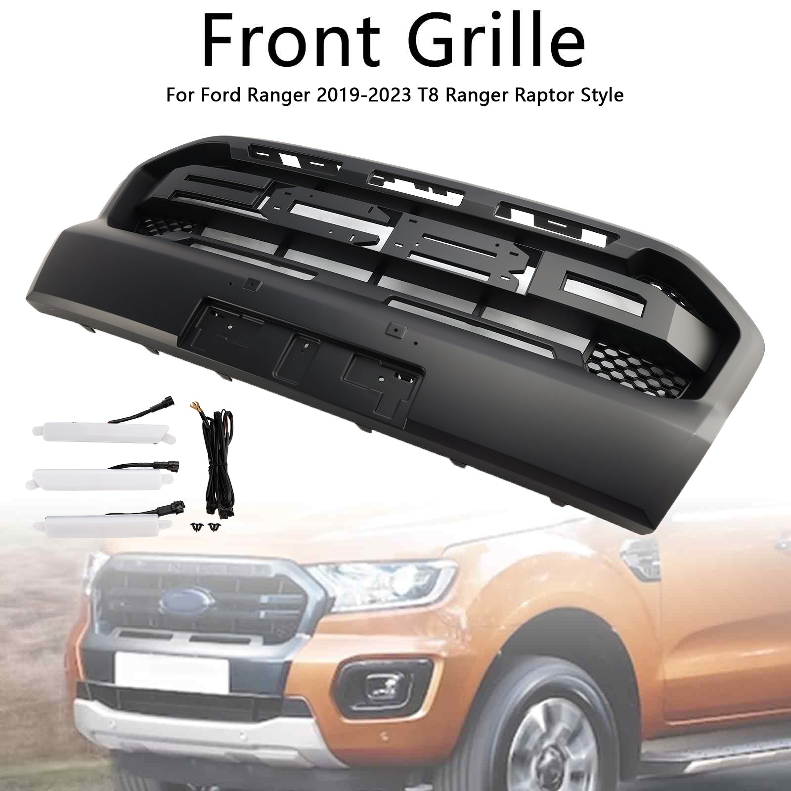 Zestaw przed Raptor dla Ford Ranger T8 2019-2023 ze zintegrowanymi światłami LED