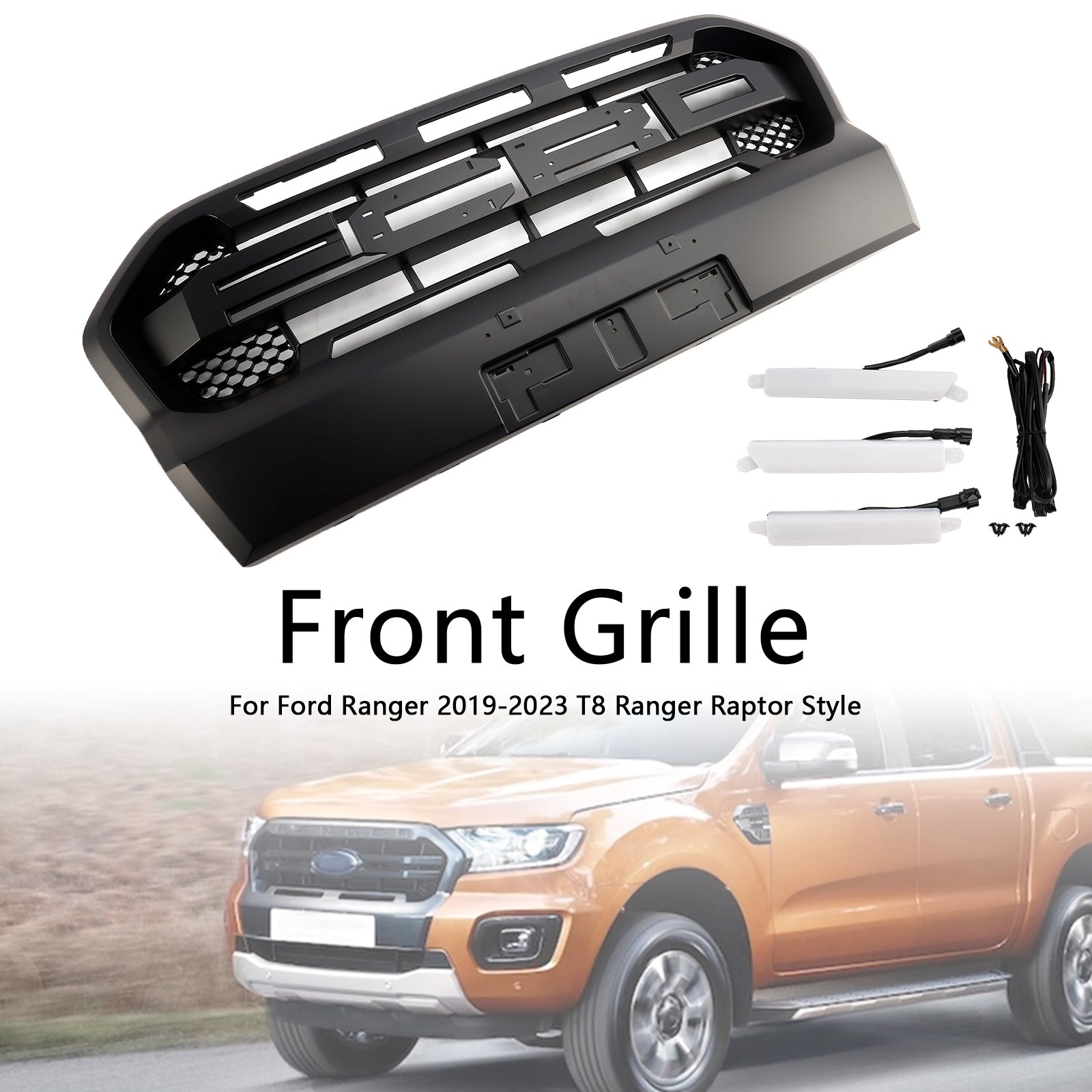 Grille Front Style Raptor para Ford Ranger 2019 2023 T8 con delantero delantero