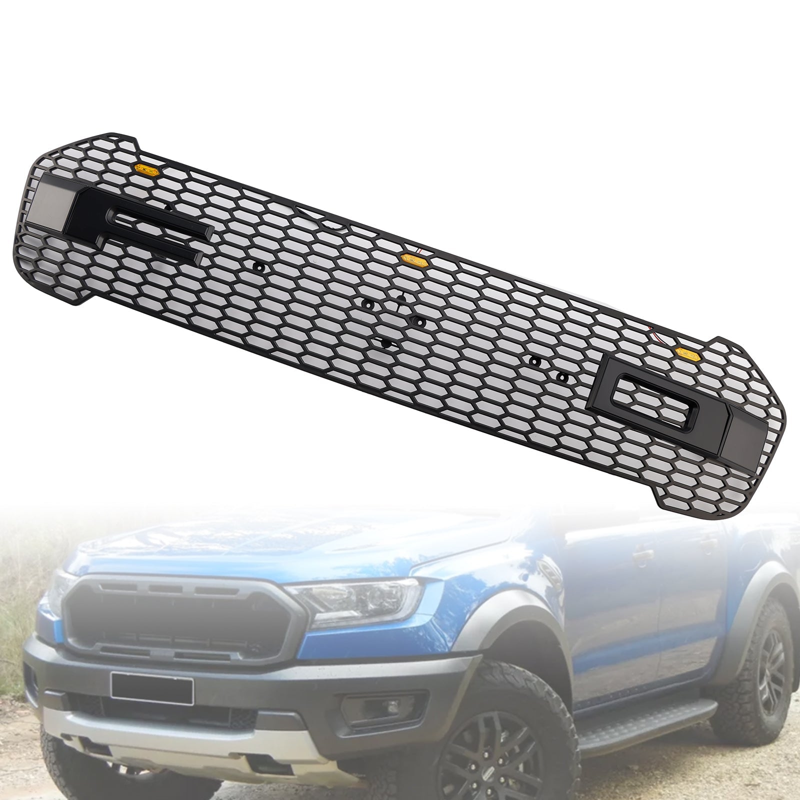 Grille de Bumper Front Style Raptor to LED para Ford Ranger T8 2019-2023