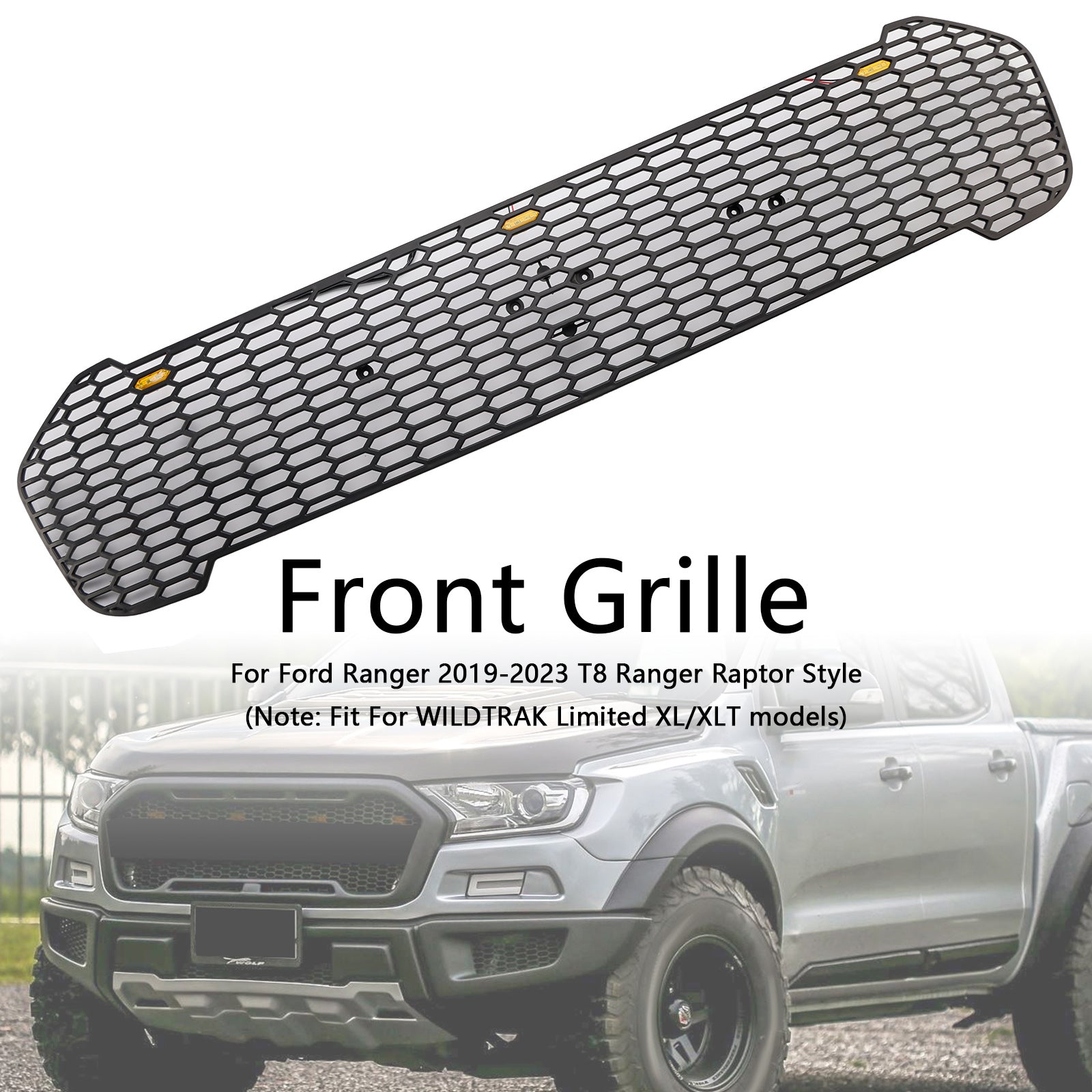 Grille de pare-chocs avant style Raptor à LED pour Ford Ranger T8 2019-2023