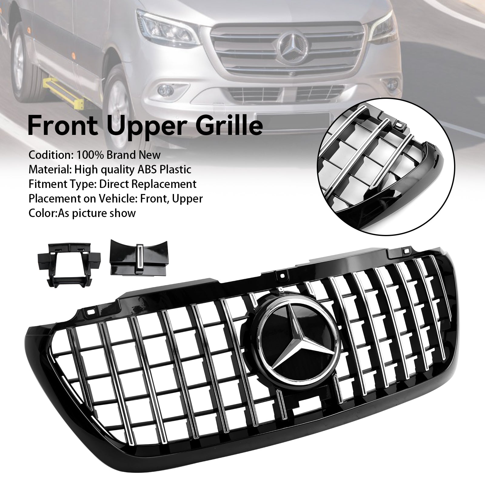 Grille de pare-chocs avant compatible avec Mercedes Sprinter W907 W910 2018-2023