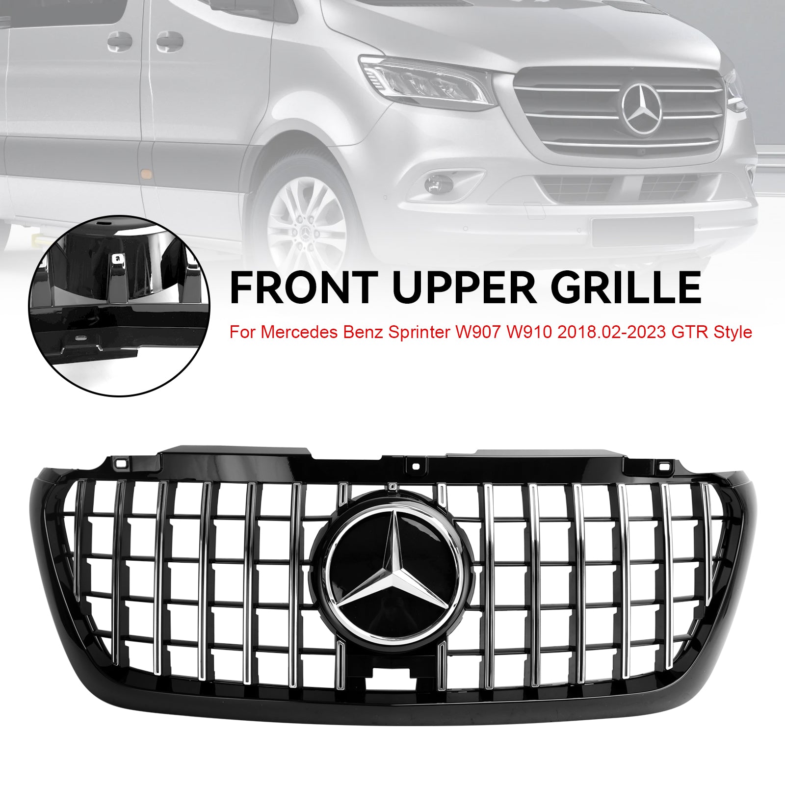 Grille de pare-chocs avant compatible avec Mercedes Sprinter W907 W910 2018-2023