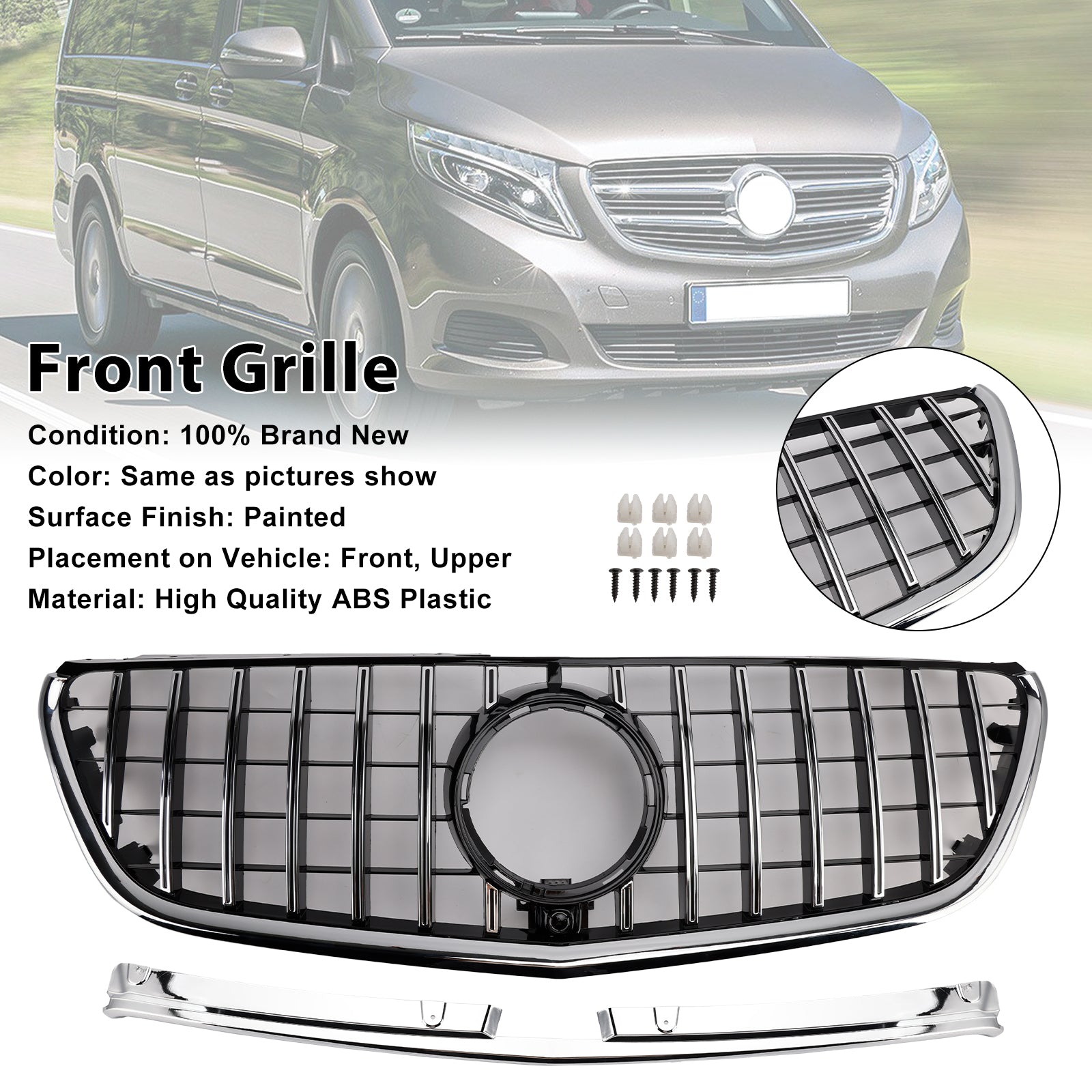 Chromowana osłona przedniego zderzaka w stylu GT do Mercedesa Benz Vito W447 2014-2023