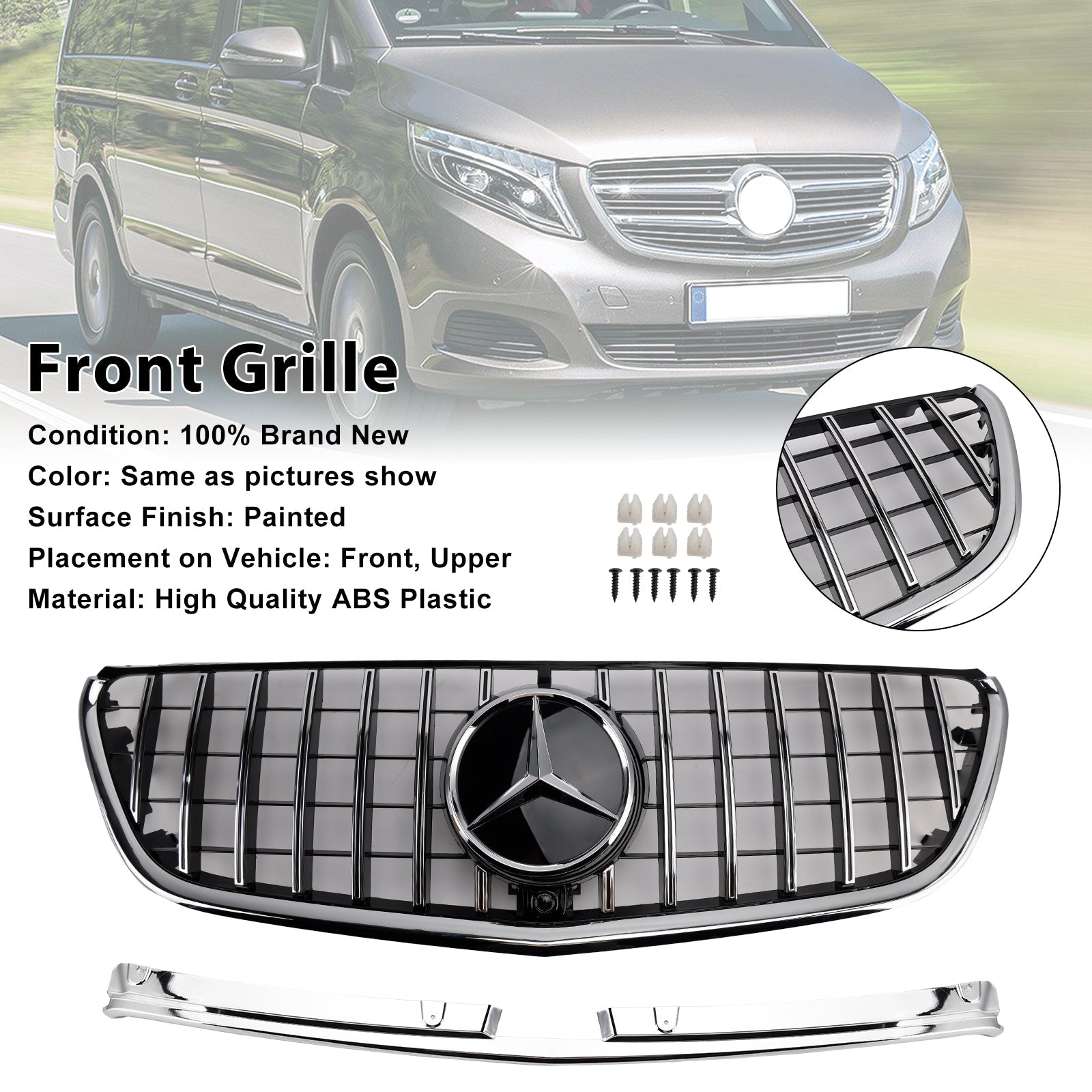 Chromowany przedni grill zderzaka GT Style do Mercedesa Benz Vito W447 2014-2023