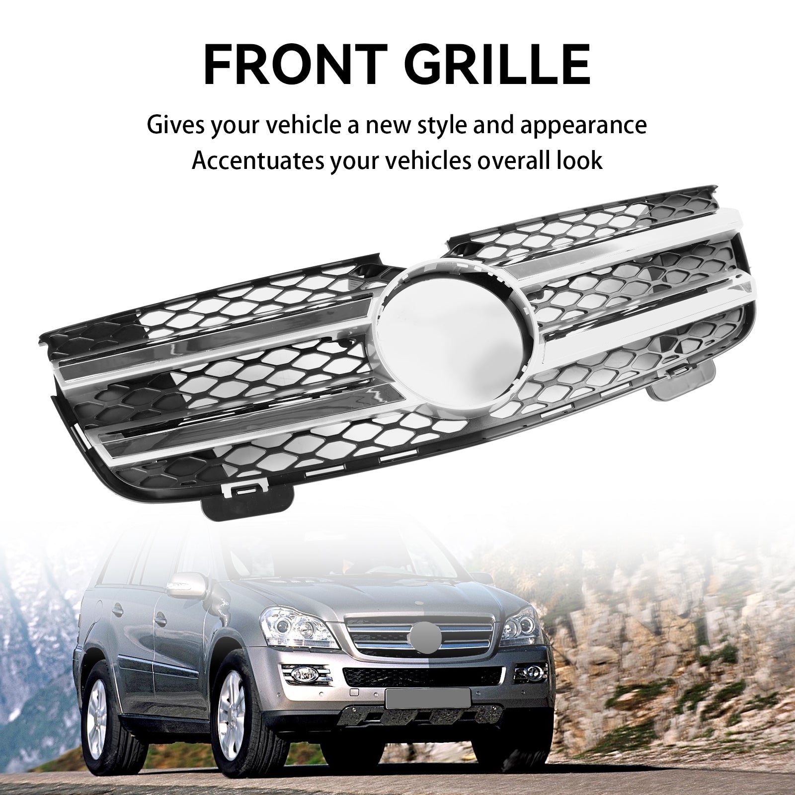 Calandre de pare-chocs avant pour Mercedes Benz GL-Klasse X164 GL450 2007-2012, chrome