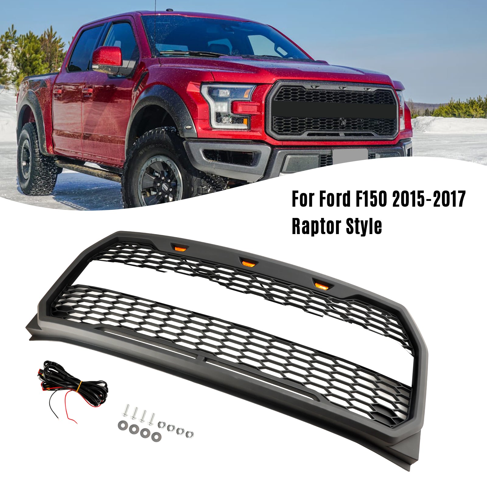 Grid de parachoques antes de reemplazo LED para Ford F150 Raptor Style 2015-2017