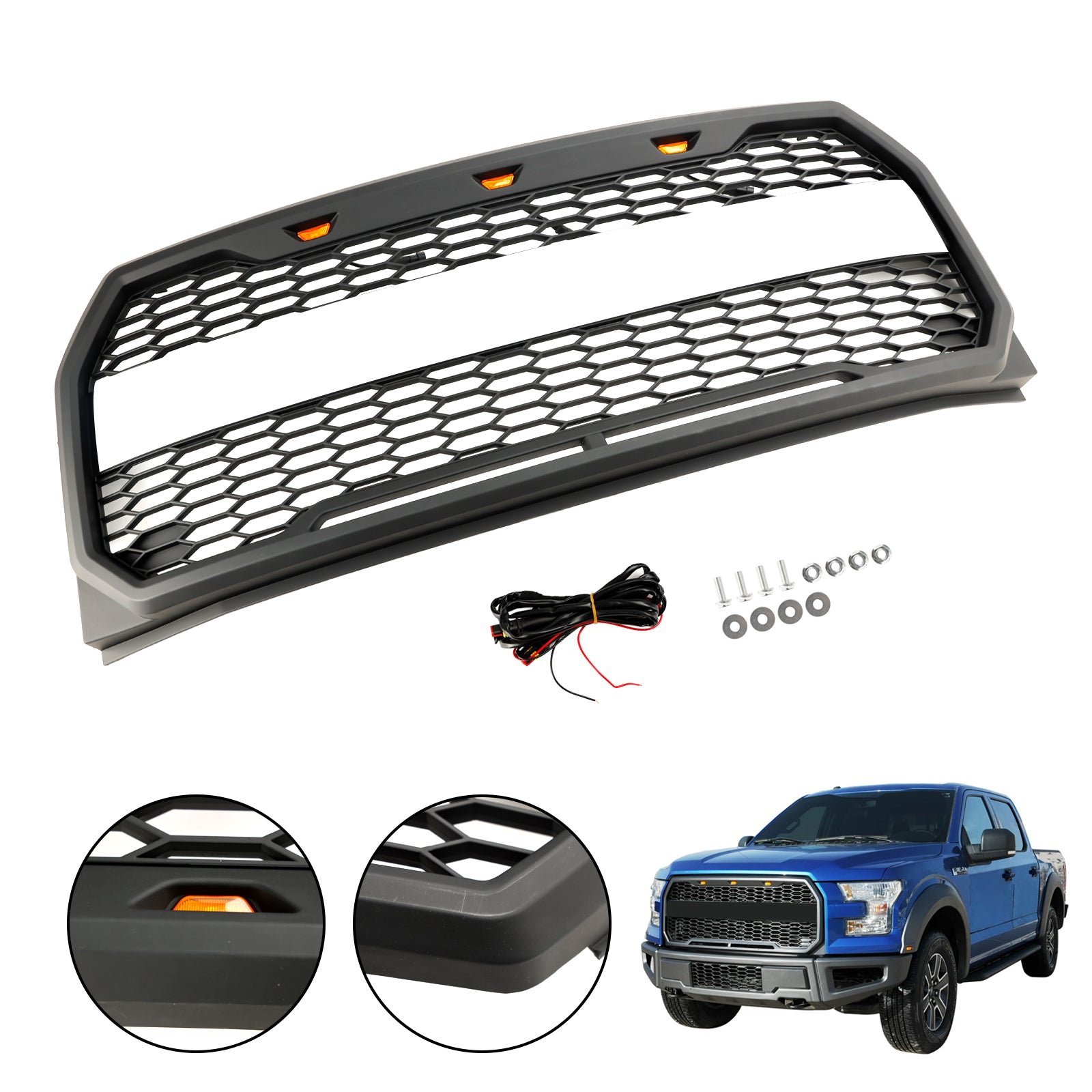 Grid de parachoques antes de reemplazo LED para Ford F150 Raptor Style 2015-2017