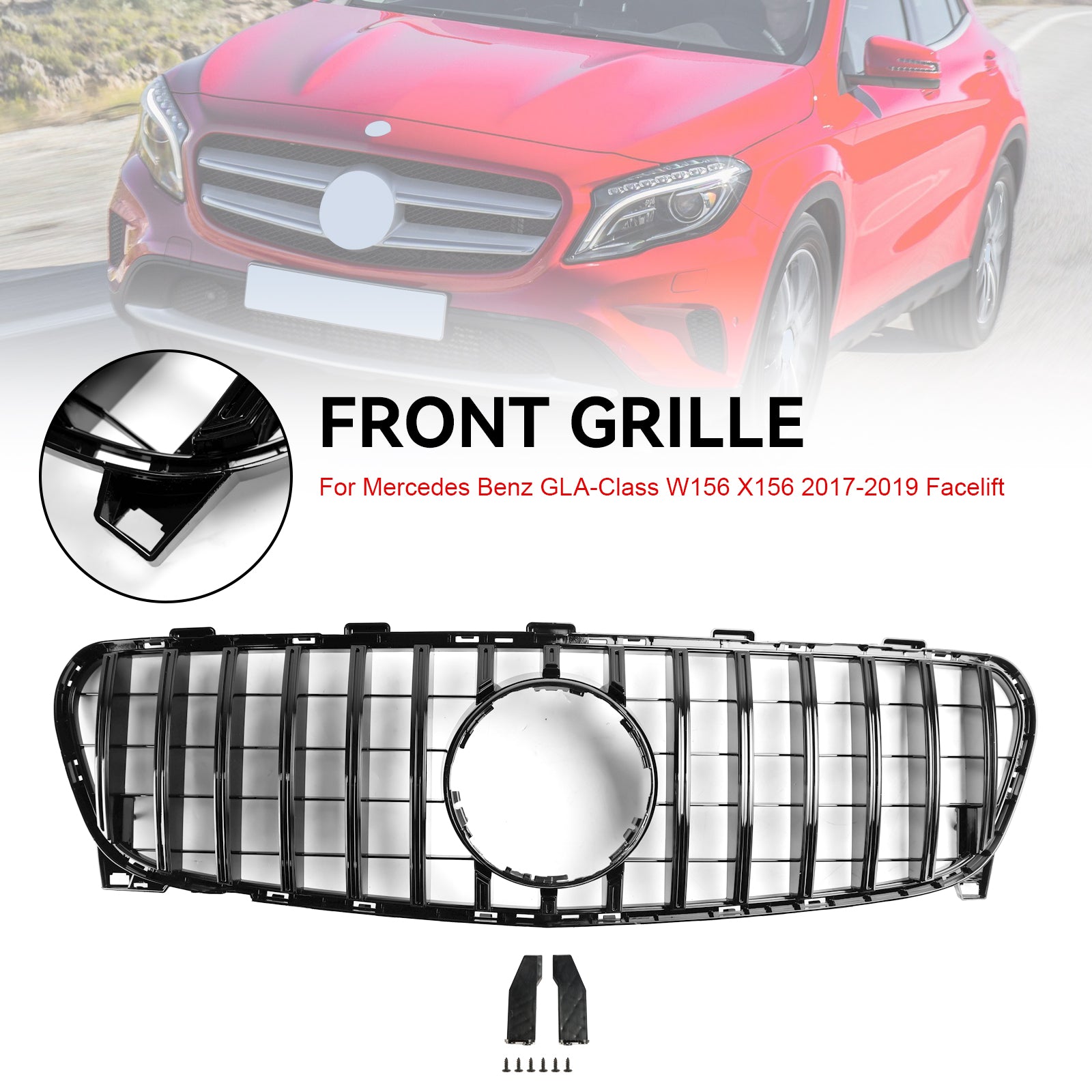 Front Grill Grille Pour Mercedes Benz GLA W156 X156 2017-2019 Facelift Black