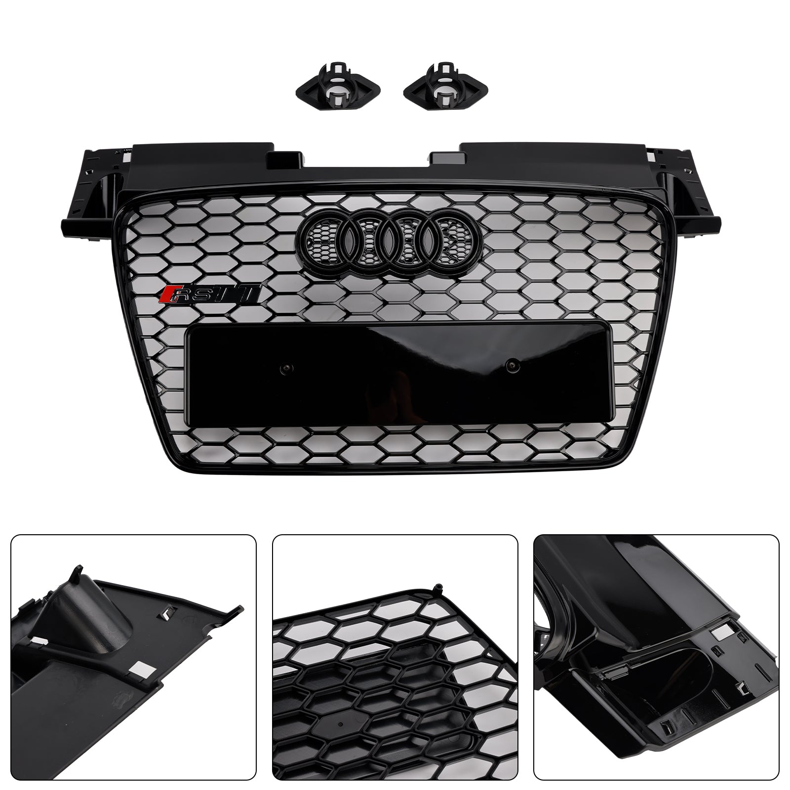 Calandre avant en nid d'abeille style Audi TT TTS RS 2006-2014, noir brillant