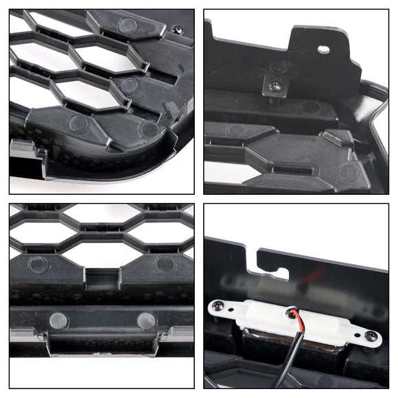 Grid delantero negro Ford Ranger Wildtrak 2023-2024 T9 con iluminación blanca y logotipo de Ford