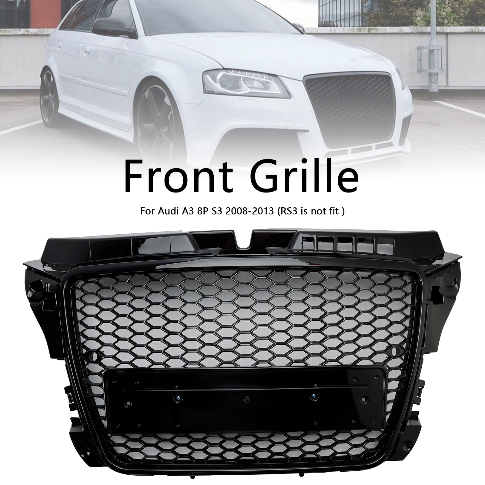 2008-2013 Audi A3 8P RS3 Style Grille de pare-chocs avant en nid d'abeille générique