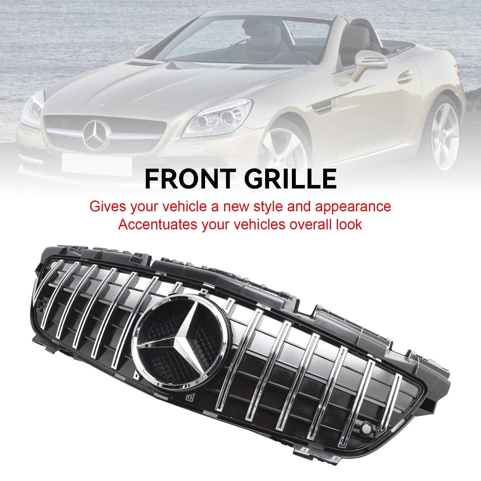 Chrome Front Radiator Grill Grill voor Mercedes SLK-Klasse R172 SLK55 2011-2016