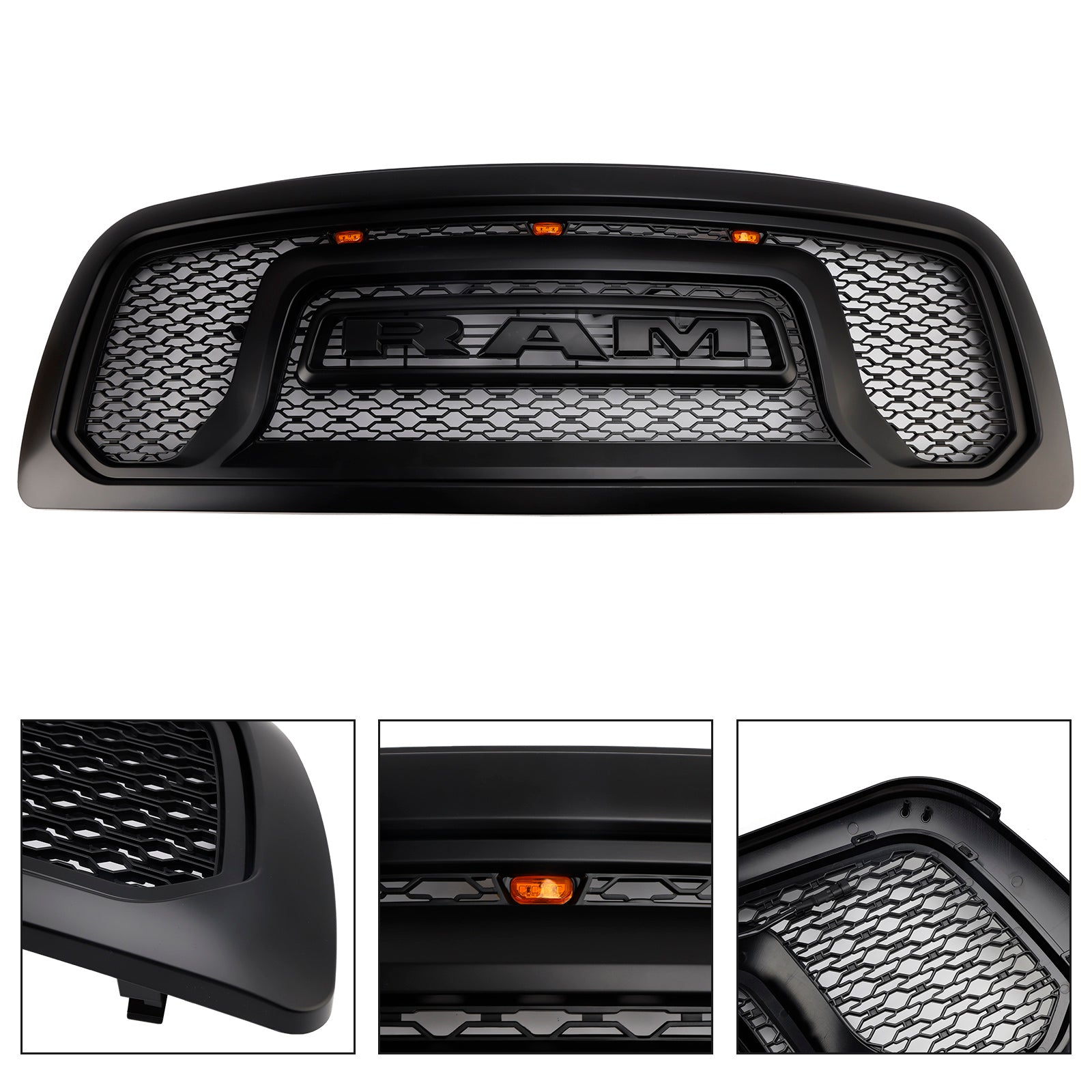 Črna maska sprednjega odbijača z LED lučmi za Dodge Ram 1500 (2009-2012)