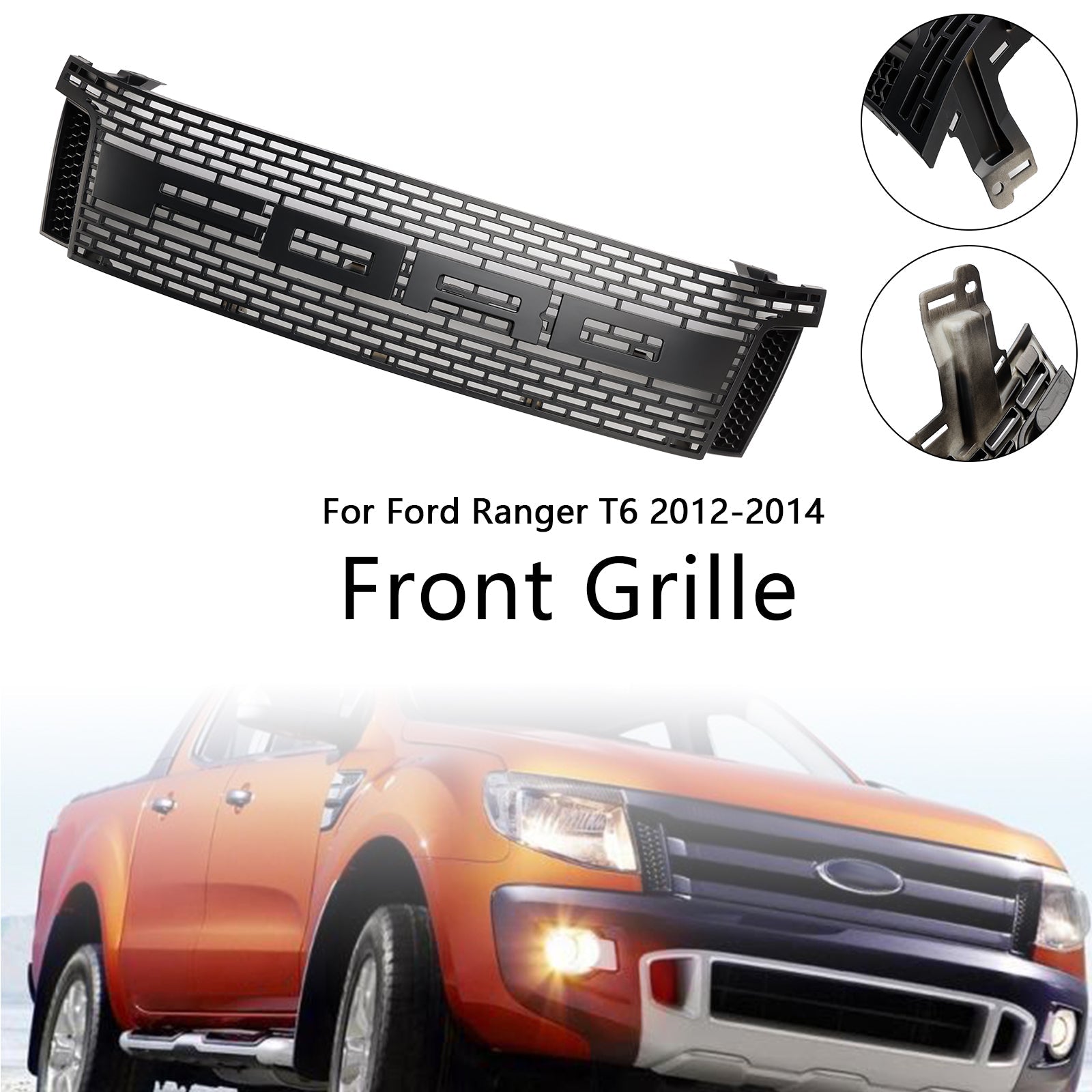 2012-2015 Ford Ranger T6 PX1 Raptor Front Grillin yläpuskurin korvaaminen mustan mustan säleikön LED-valolla