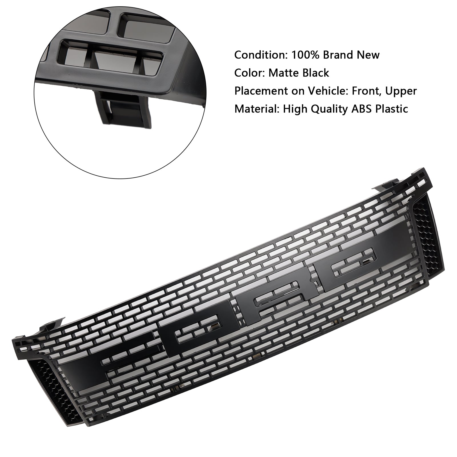 2012-2015 Ford Ranger T6 PX1 Raptor Front Grillin yläpuskurin korvaaminen mustan mustan säleikön LED-valolla