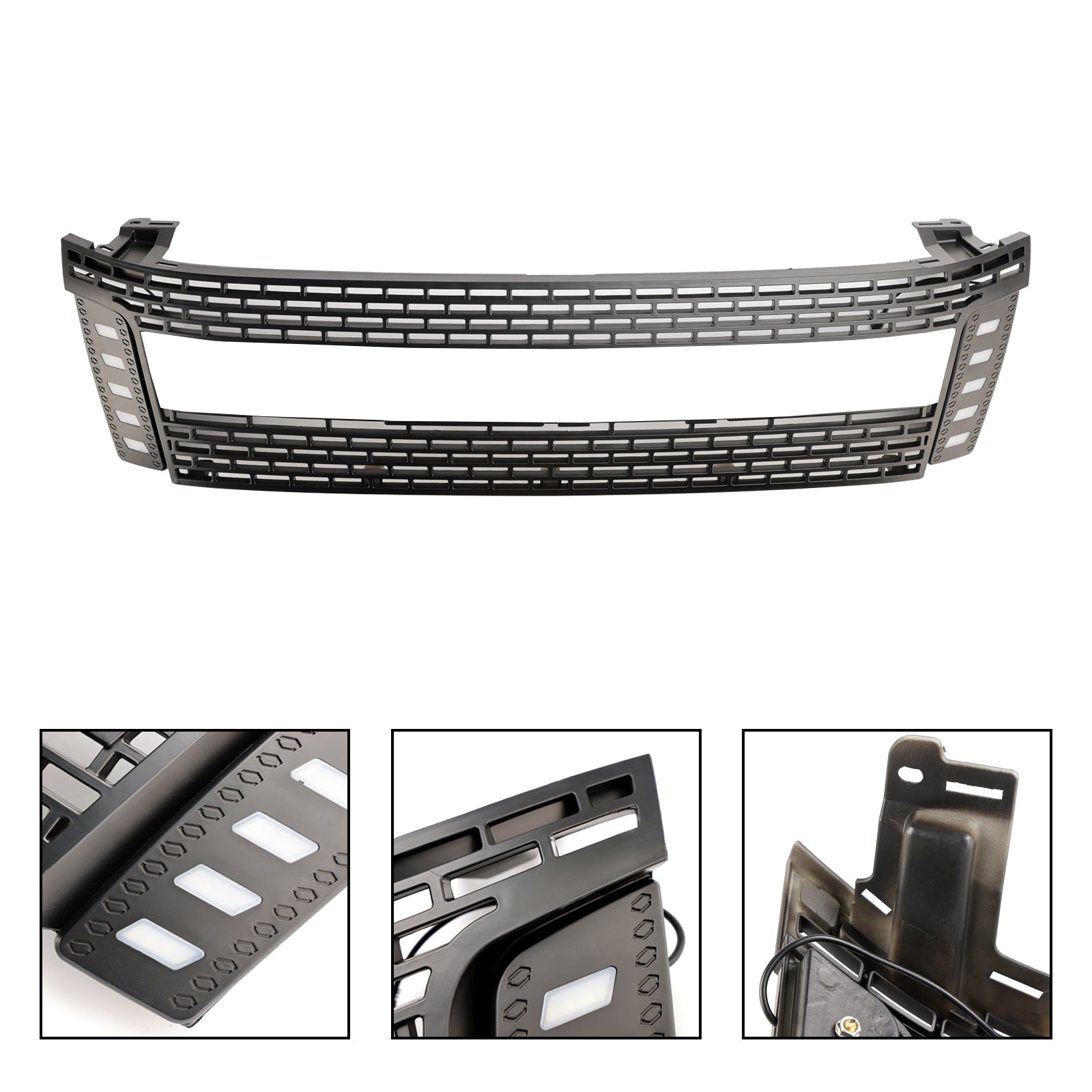 2012-2015 Ford Ranger T6 PX1 Raptor sprednja rešetka, zgornji odbijač, mat črna zamenjava rešetke z LED lučmi