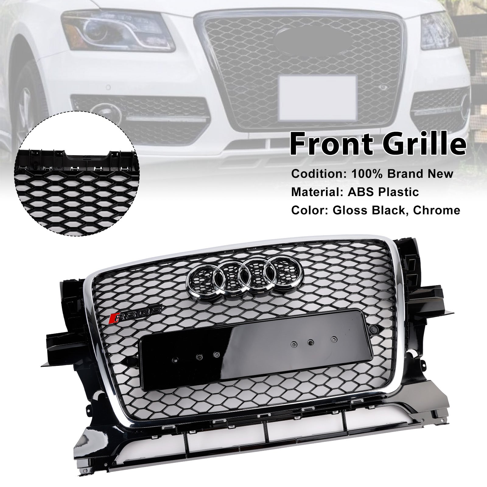 Grille de pare-chocs avant chromée/noire pour Audi Q5 2009-2012 8R0853651B
