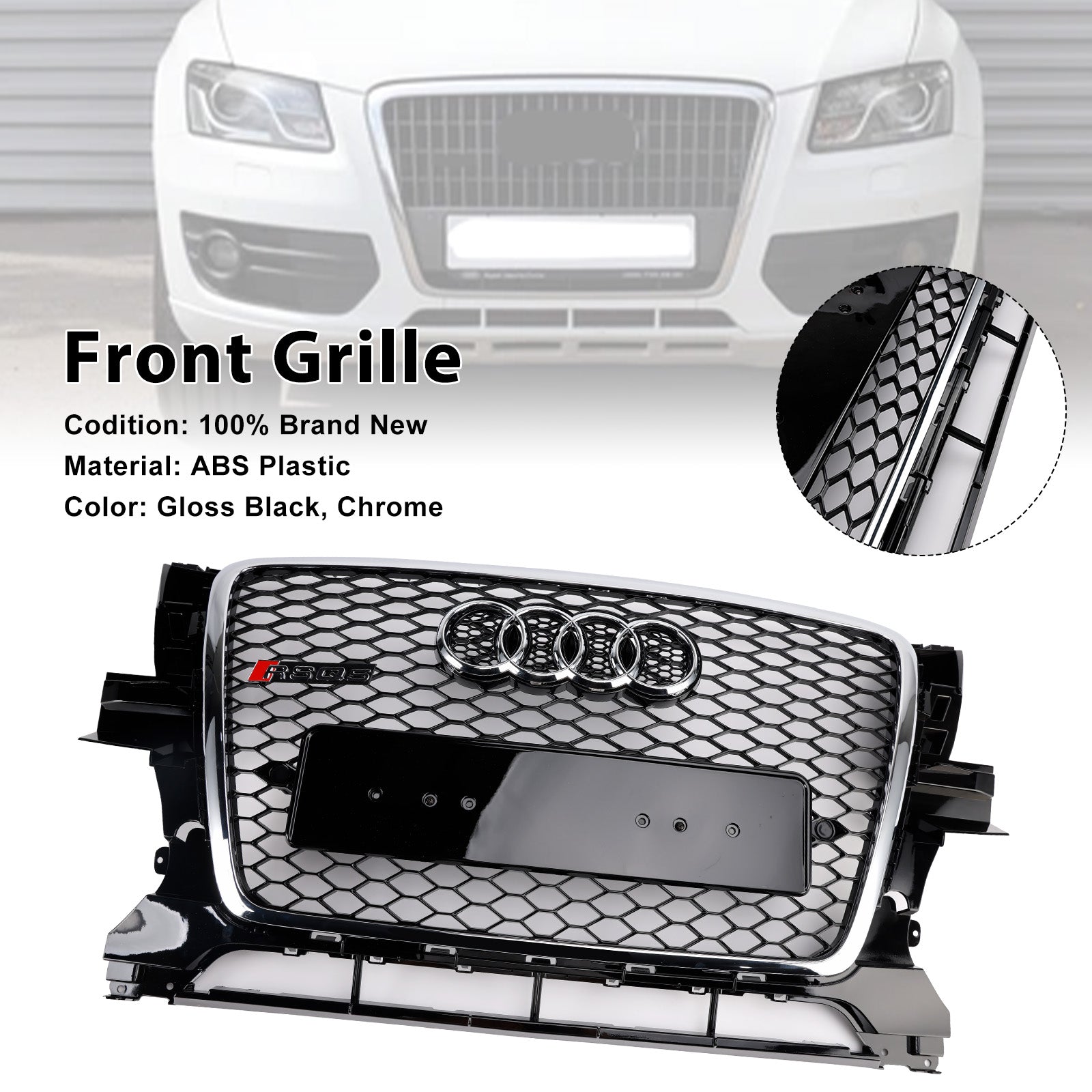 Grille de pare-chocs avant chromée/noire pour Audi Q5 2009-2012 8R0853651B