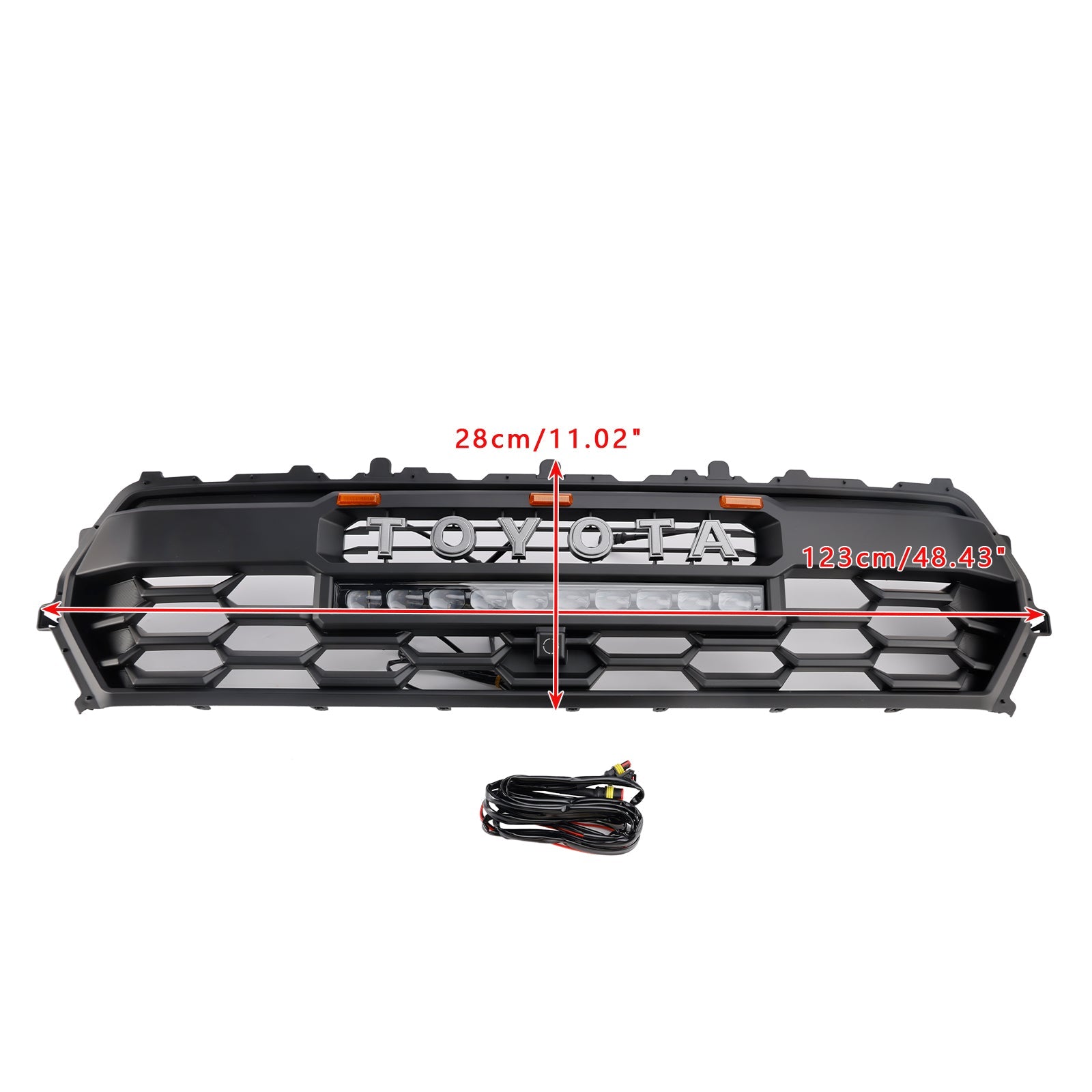 Griglia del paraurti anteriore nero Toyota Tacoma 2024+ con barra luminosa e LED