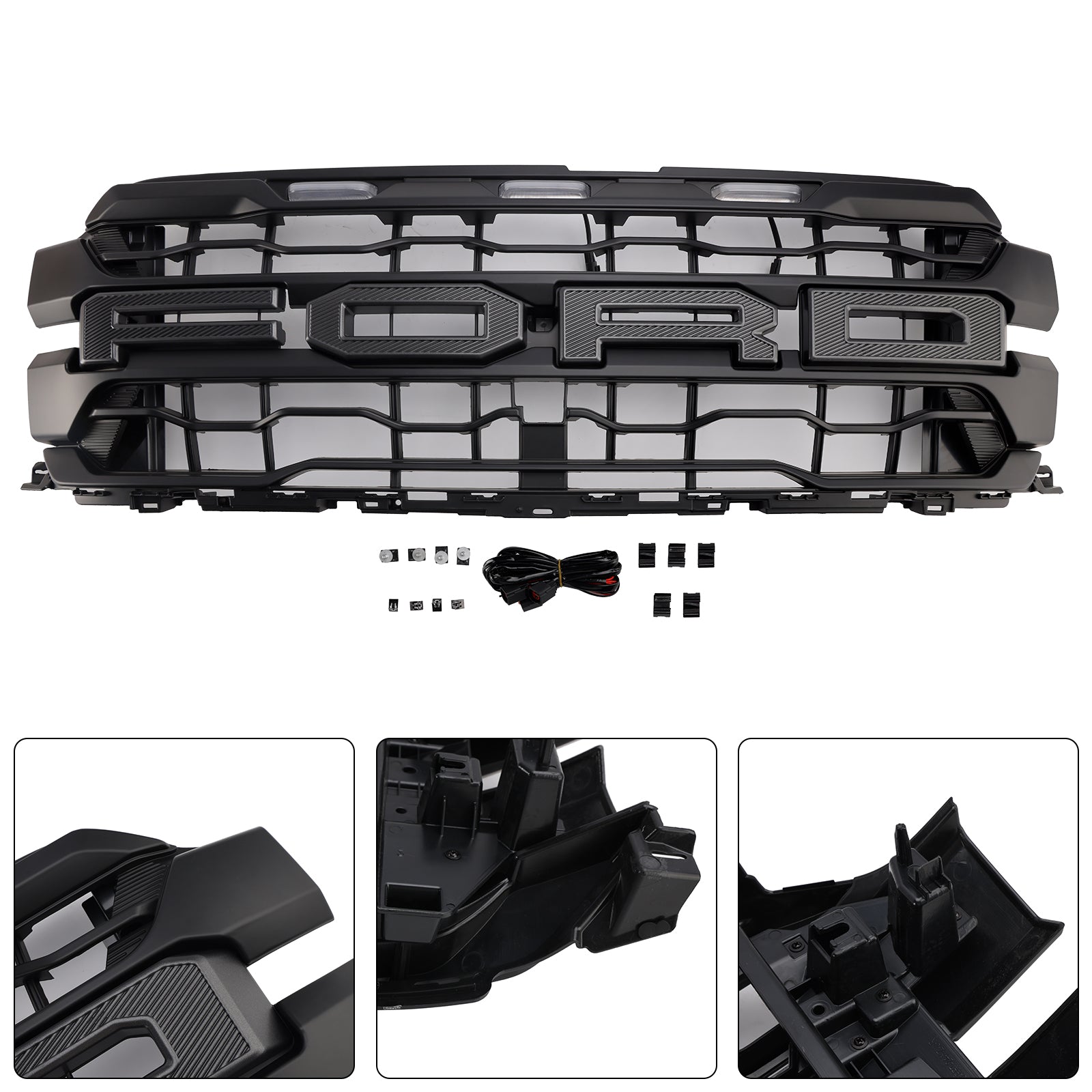 Cuadrícula de parachoques delantero negro para Ford F150 Raptor 2024+