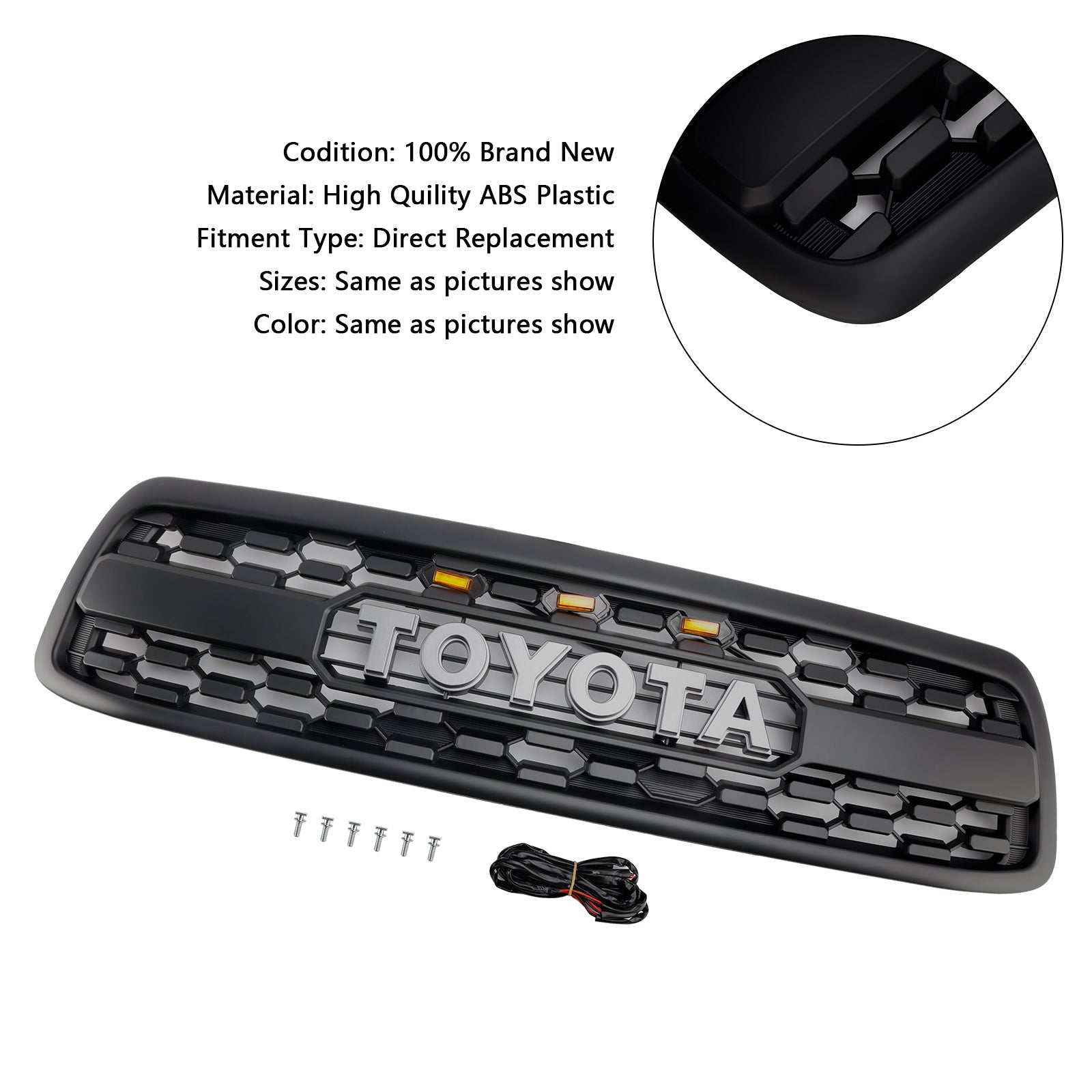 Czarny przedni bumerka dla Toyota Tundra 2000-2002 z LED