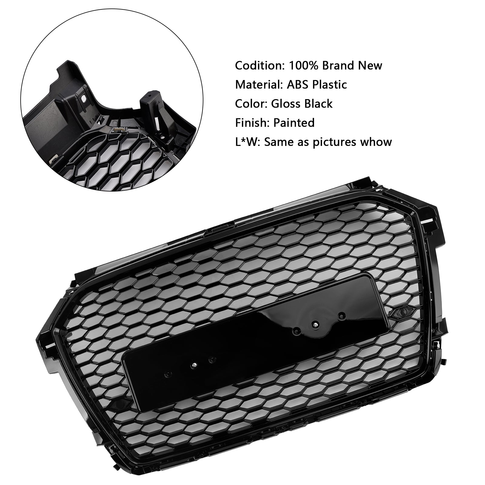 2016-2019 Audi A1 S1 8X Facelift Styl RS Generic Czarna przednia kratka o strukturze plastra miodu