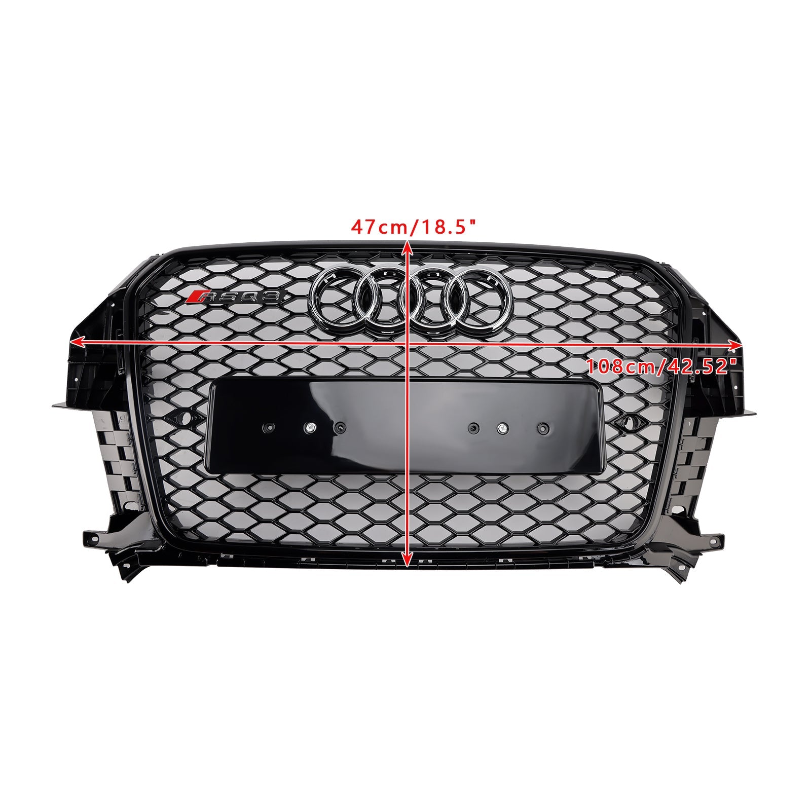 Calandre avant en nid d'abeille style Audi Q3 S-Line RSQ3 2011-2015, noir brillant