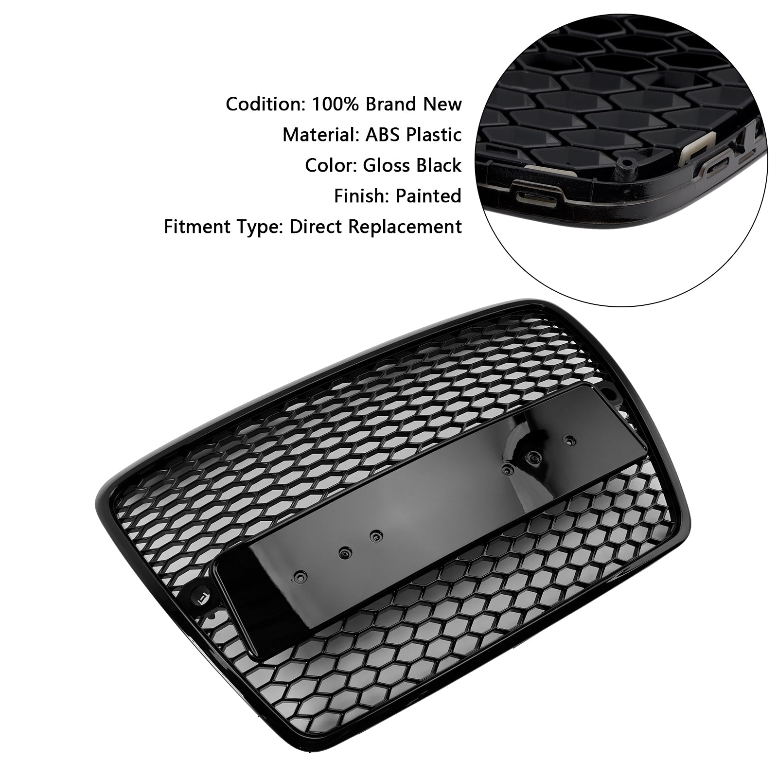 Griglia anteriore a nido d'ape nera per paraurti per Audi A6 C6 pre-restyling (2004-2008)