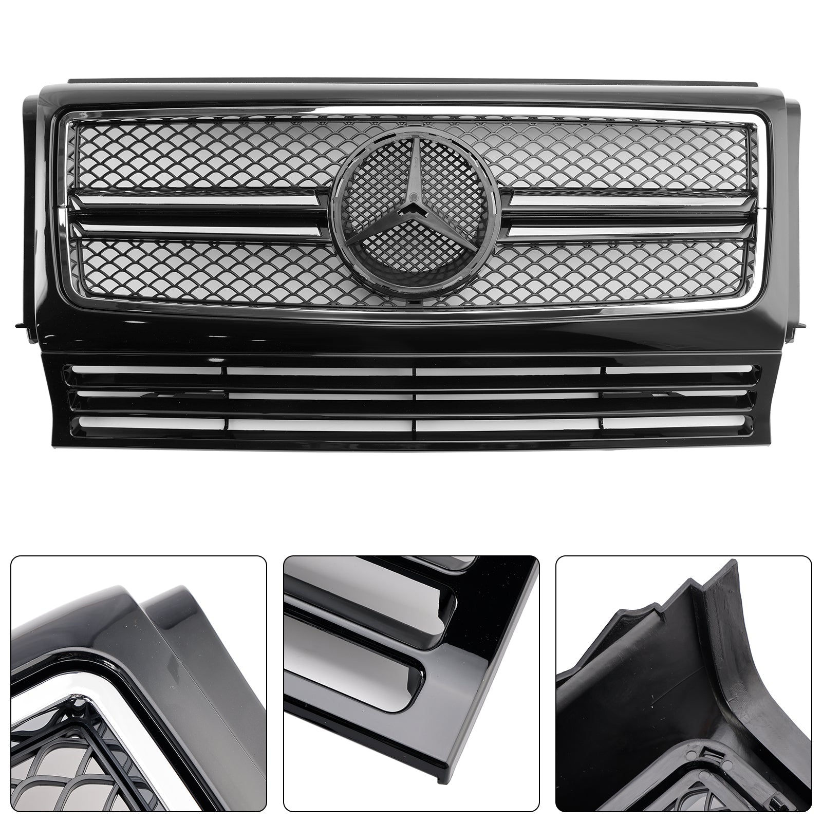 Grille de pare-chocs avant chromée noire pour Mercedes Benz Classe G W463 1990-2018