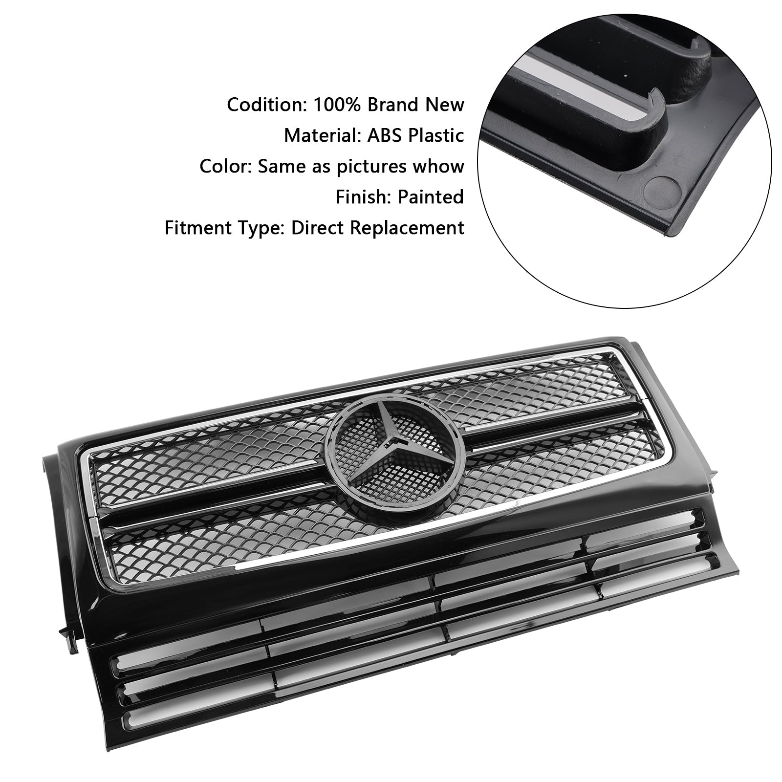 Grille de pare-chocs avant chromée noire pour Mercedes Benz Classe G W463 1990-2018