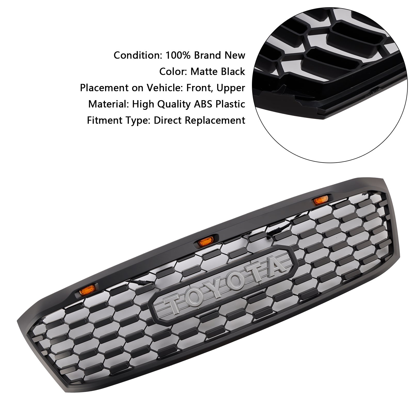 Grid de parachoques delantero LED negro para Toyota Hilux N70 Pre-Lifting 2005-2011