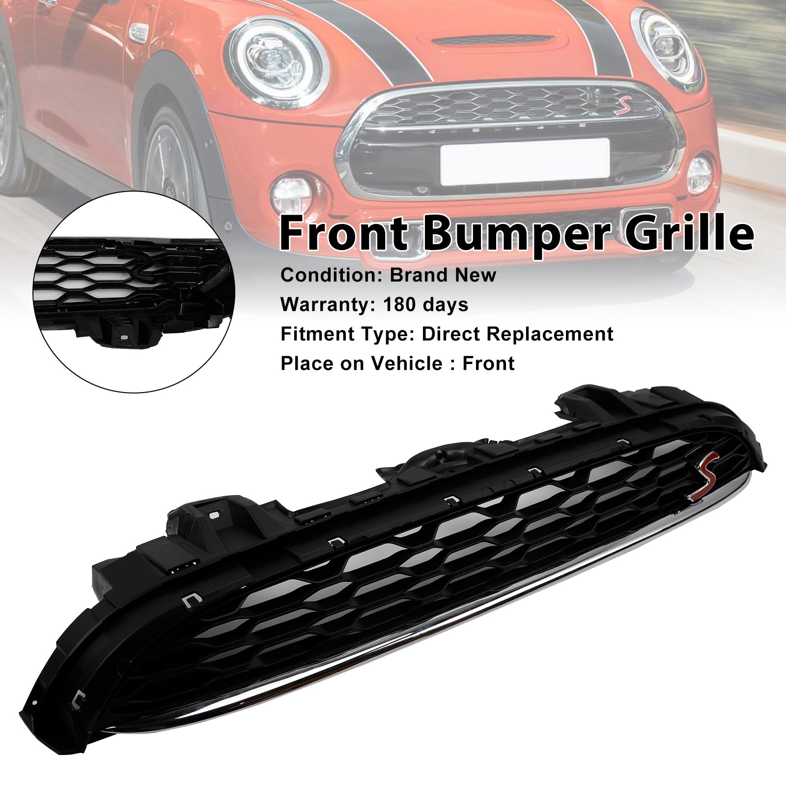 Zwart voorrooster in mesh 51137335528 voor Mini Cooper F55 F56 F57 2014-2021