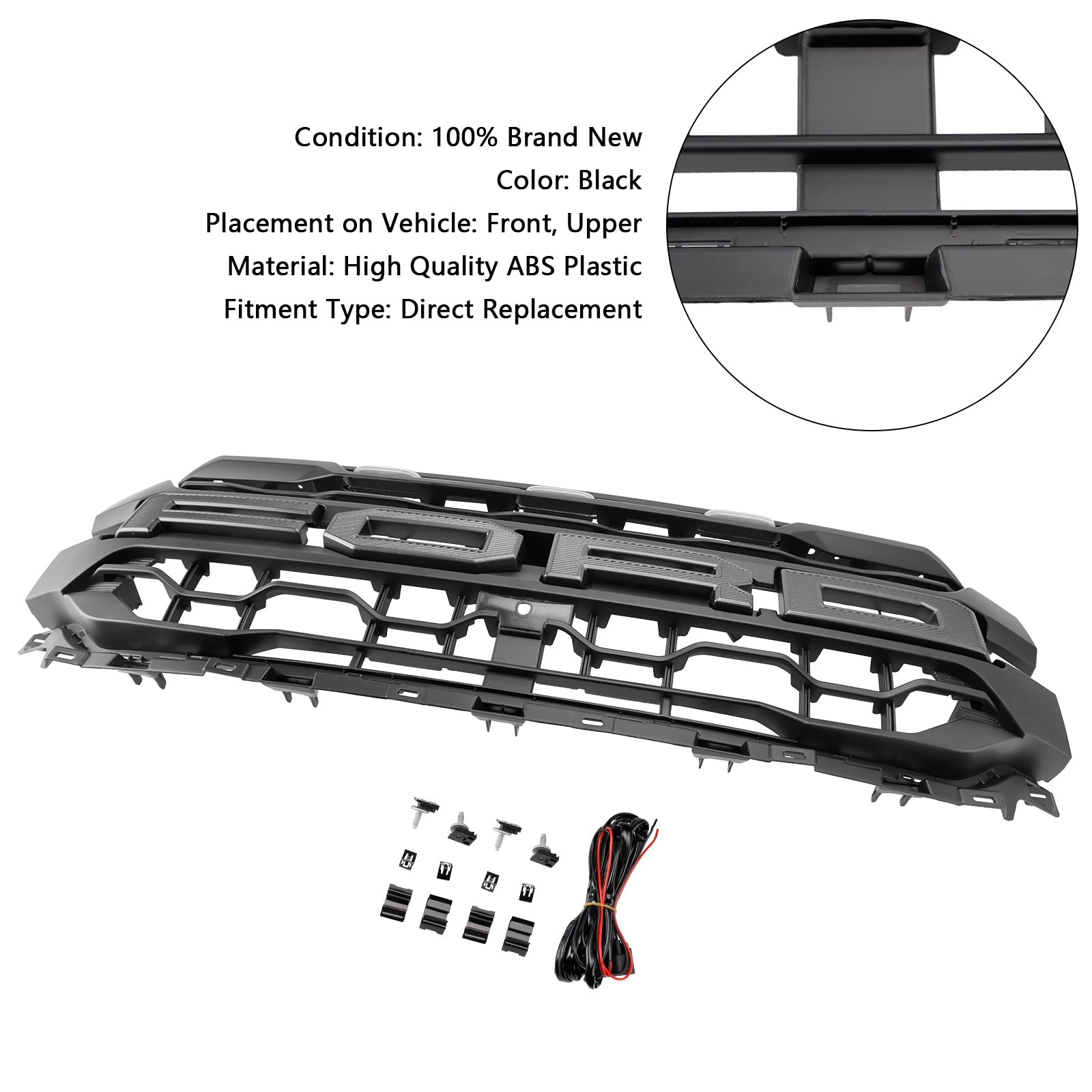 Cuadrícula de parachoques delantero LED negro para Ford F150 2024+