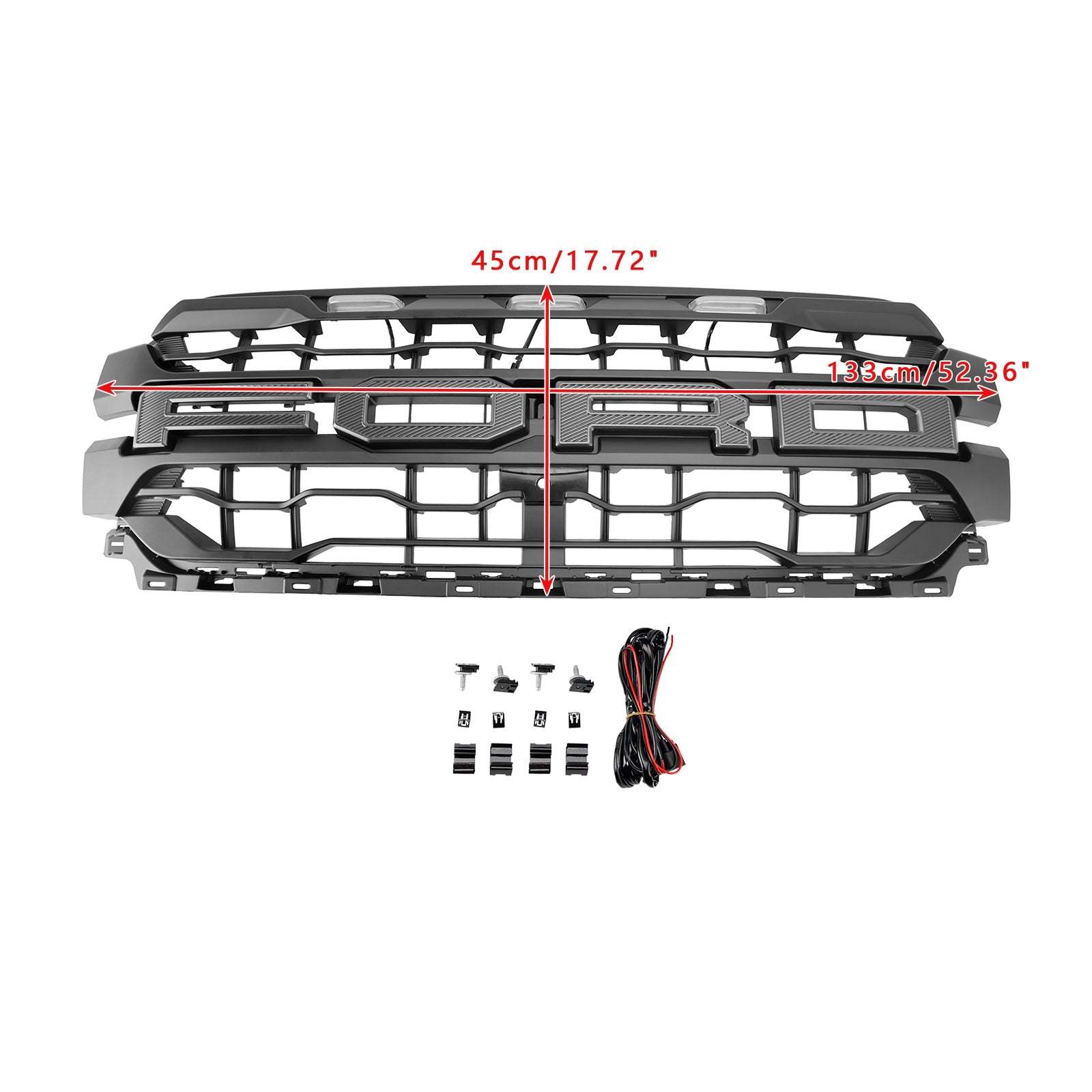 Cuadrícula de parachoques delantero LED negro para Ford F150 2024+
