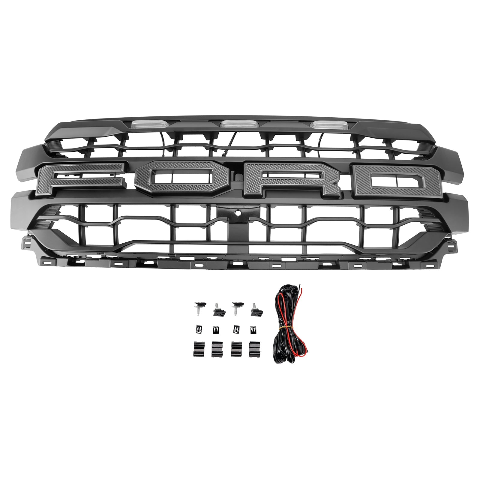 Cuadrícula de parachoques delantero LED negro para Ford F150 2024+