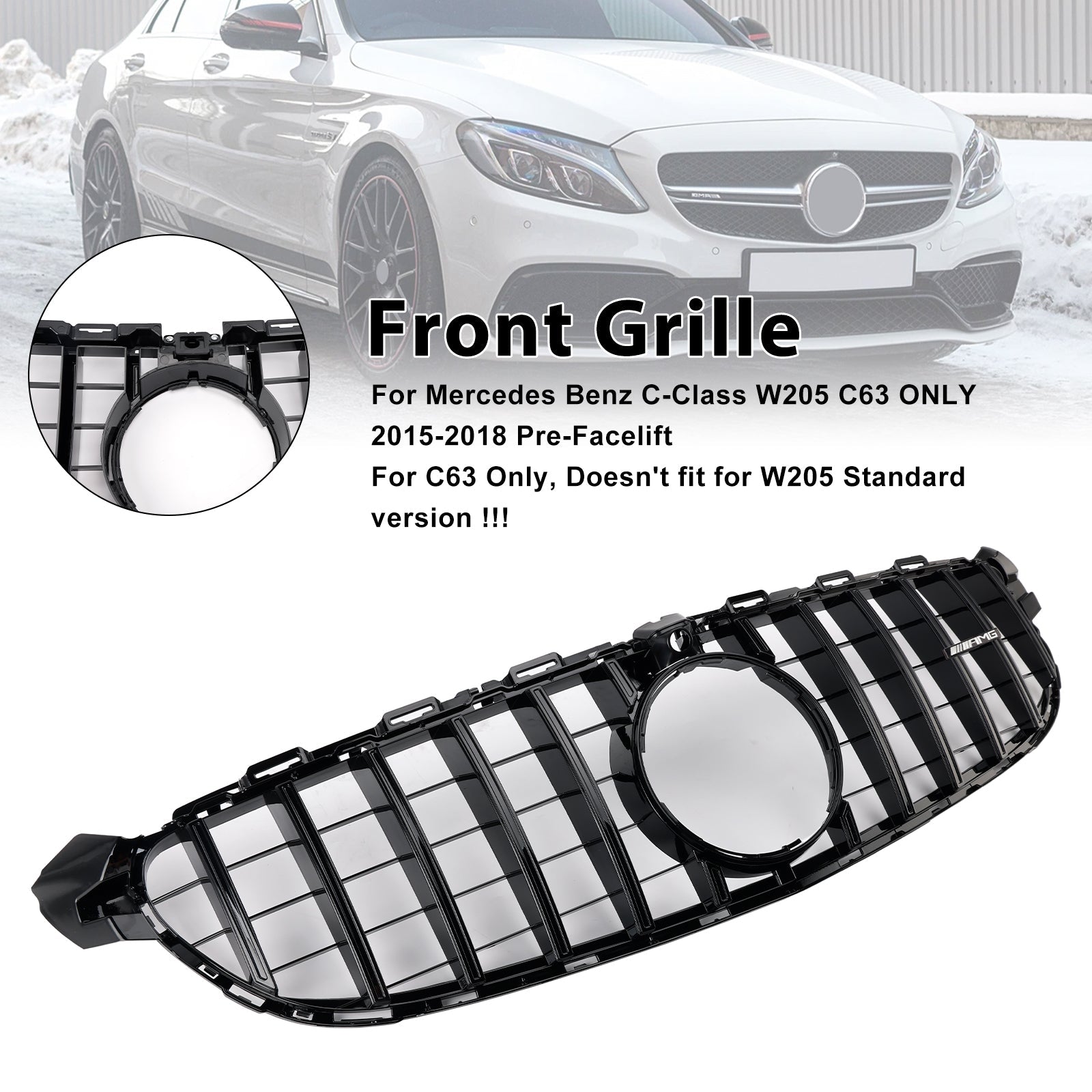Grille de pare-chocs avant pré-lifting Mercedes Benz W205 C63 2015-2018