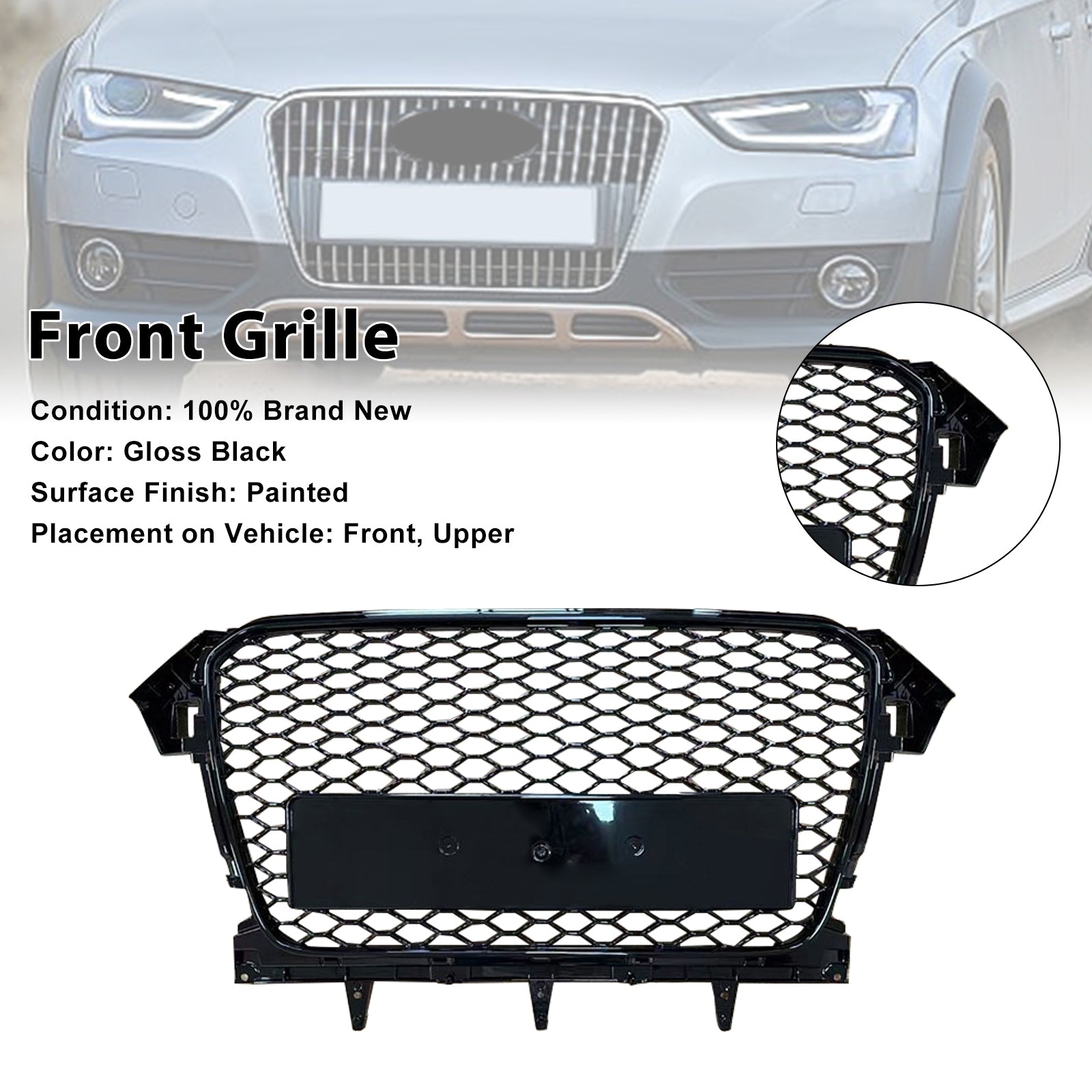 Grille de pare-chocs avant style RS4 pour Audi A4 B8.5 Allroad 2013-2016 uniquement